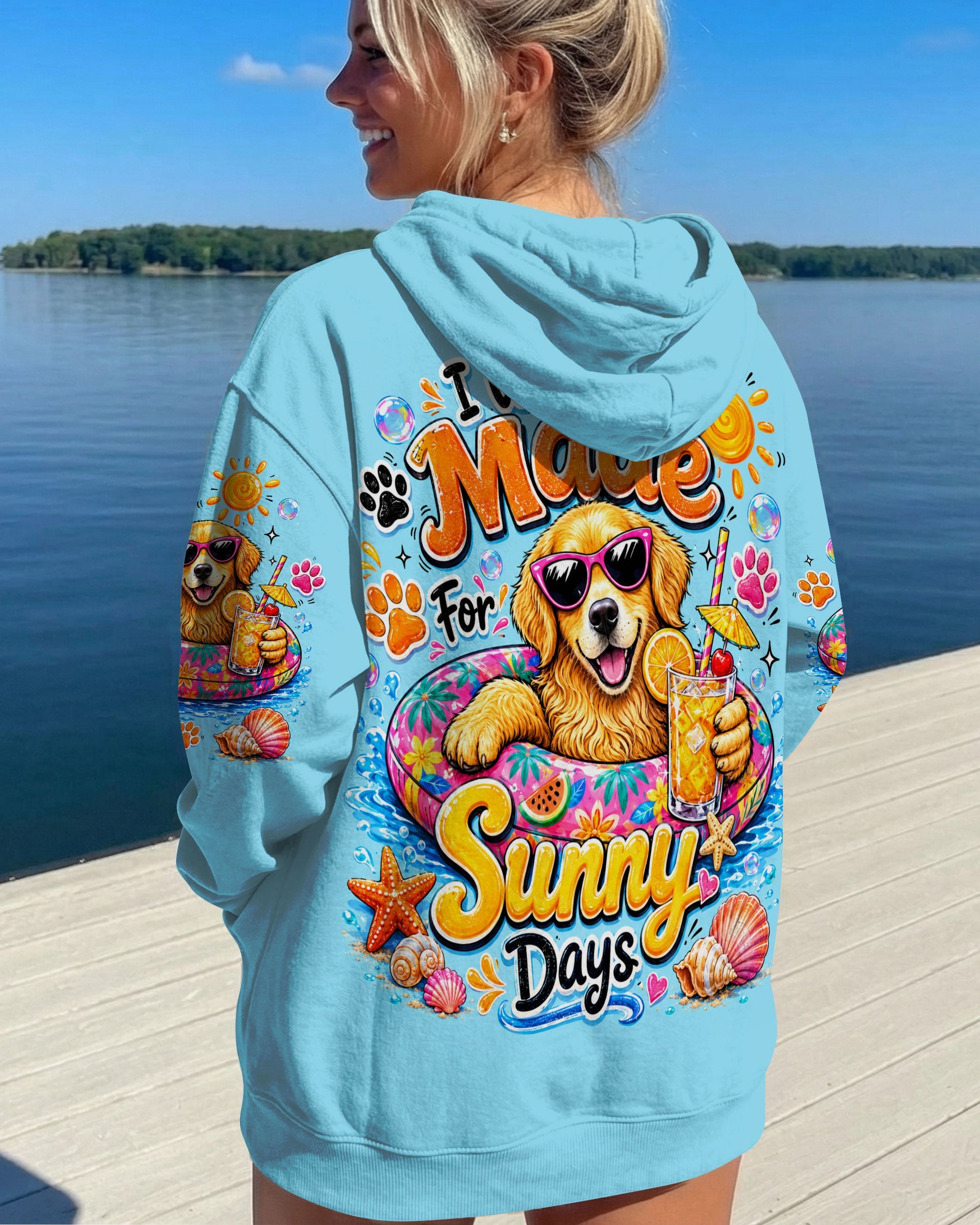 I WAS MADE FOR SUNNY DAYS GOLDEN RETRIEVER DOG ALL OVER PRINT   - TLTW0906261