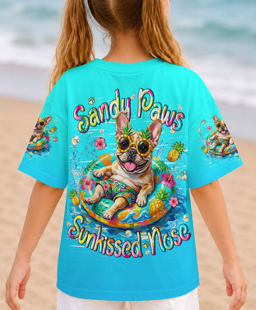 SANDY PAWS SUNKISSED NOSE FRENCH BULLDOG KIDS ALL OVER PRINT  - TLHN2205264
