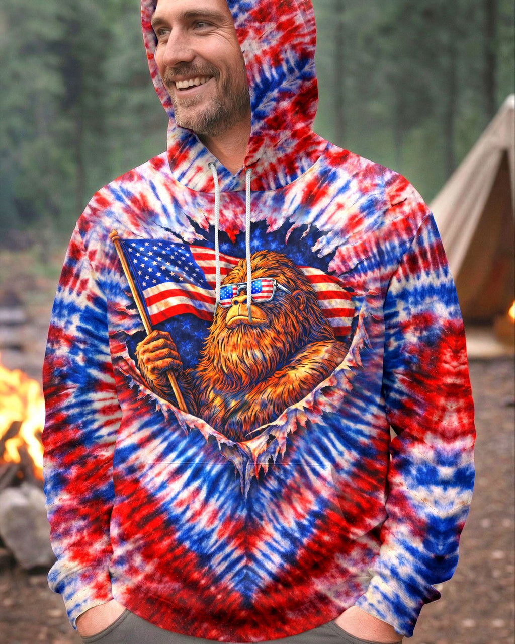 BIGFOOT RED WHITE & BLUE SWIRL ALL OVER PRINT  - TLHN0204262