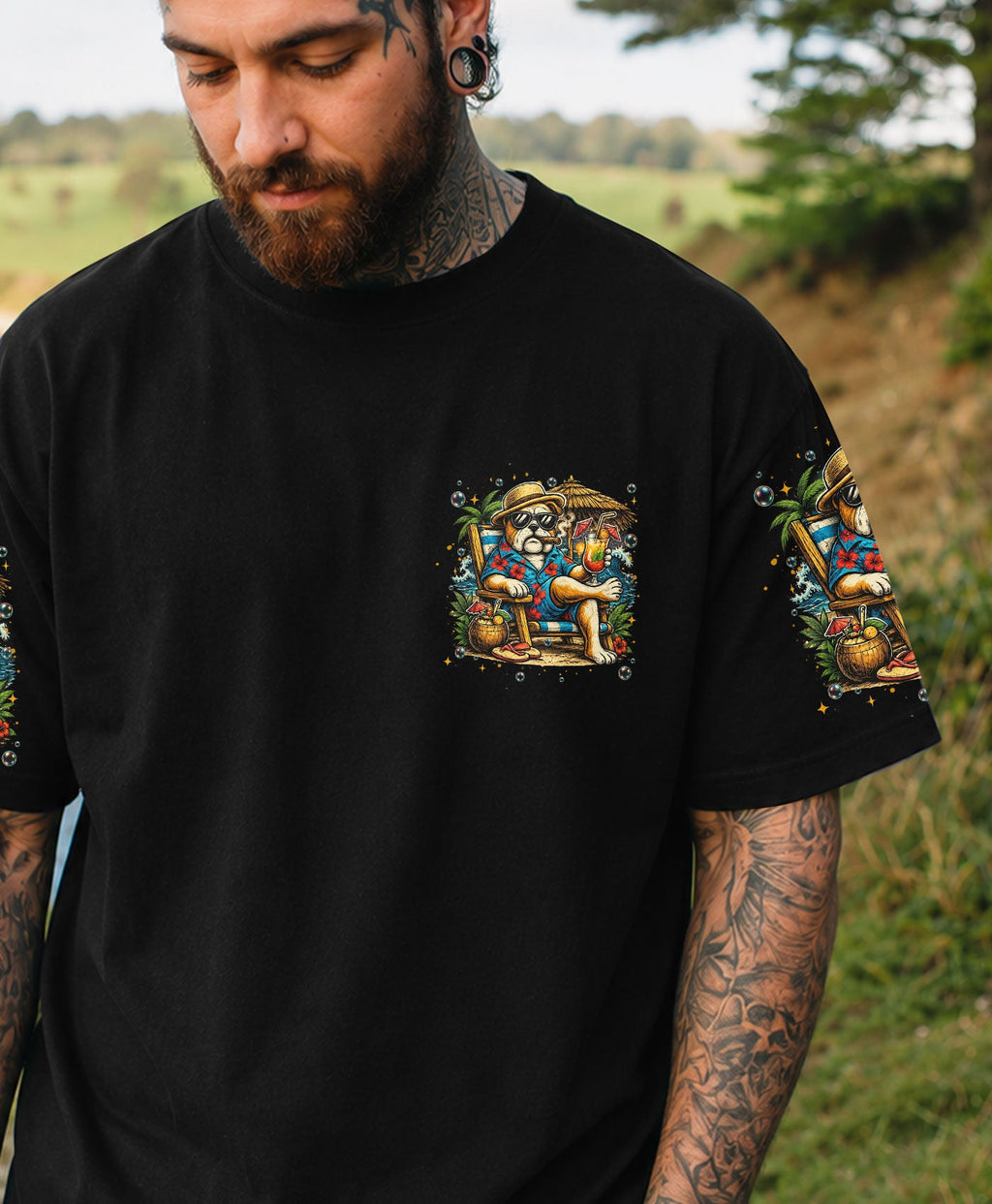 LIVING MY BEST LIFE PUG DOG ALL OVER PRINT  - TLHN0306263