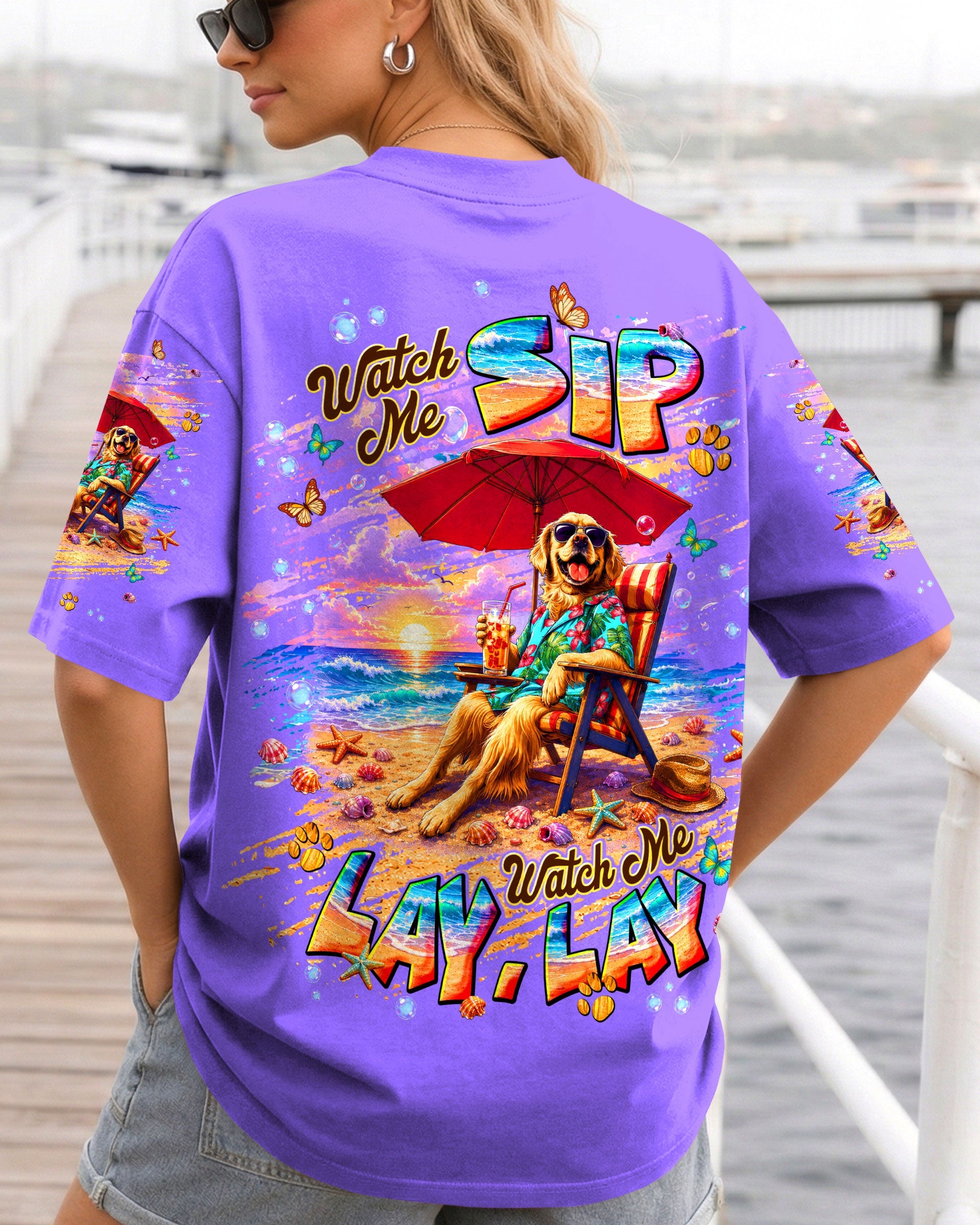 WATCH ME SIP GOLDEN RETRIEVER  DOG ALL OVER PRINT  - TLNT2605263