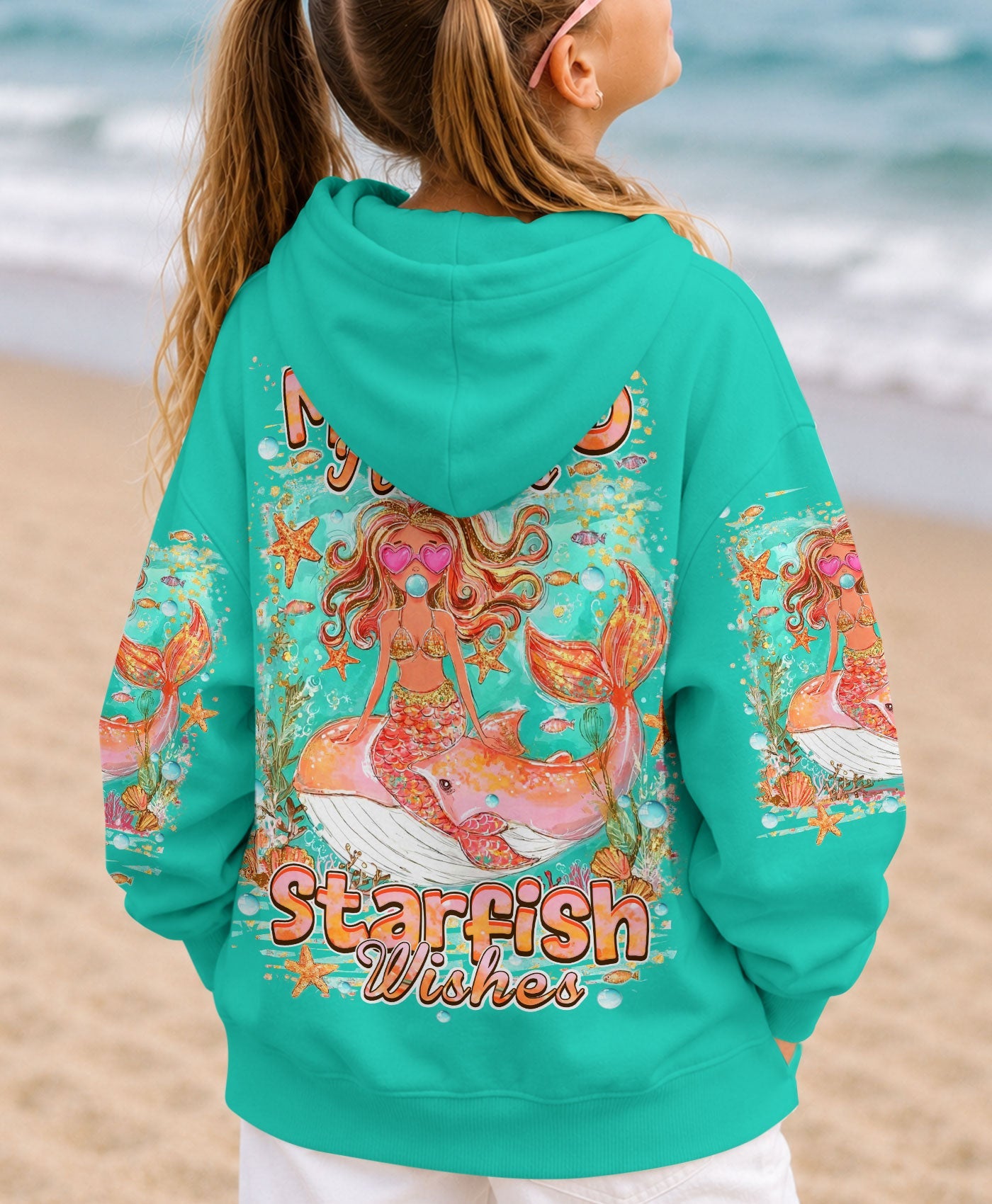 MERMAID KISSES STARFISH WISHES KIDS ALL OVER PRINT - TLHN0806261