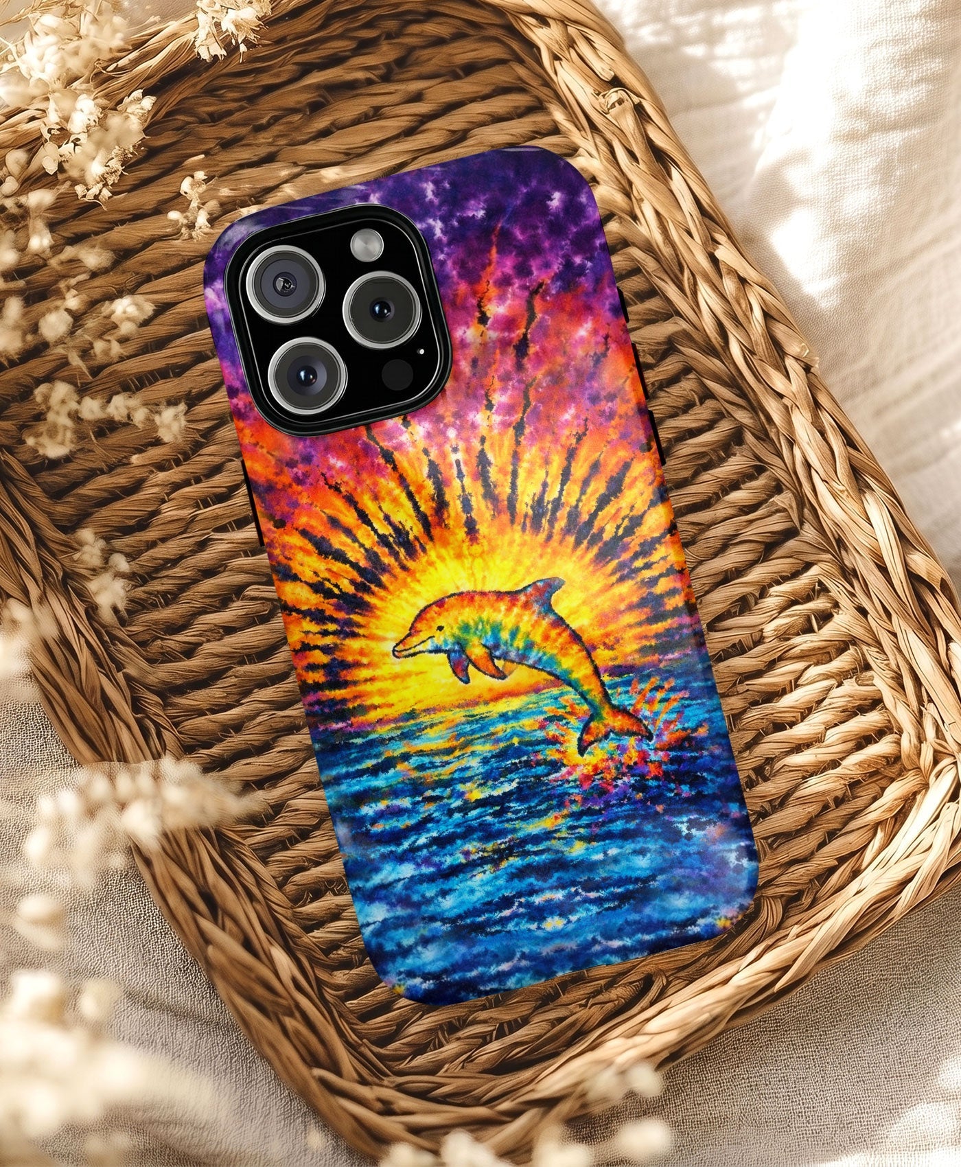DOLPHIN SUNSET WATERCOLOR PATTERN  PHONE CASE  - TLHN2104264