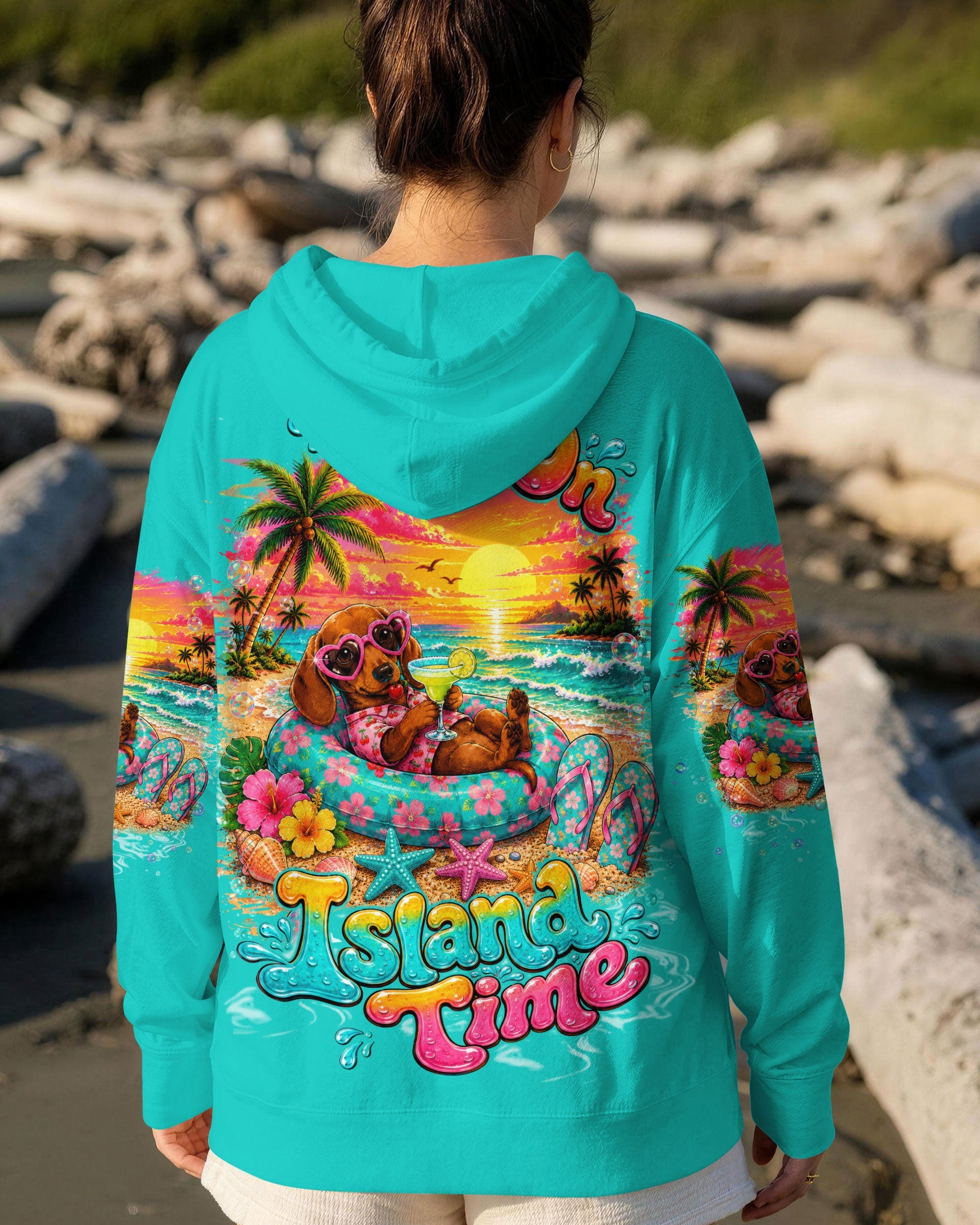 I'M ON ISLAND TIME DACHSHUND DOG ALL OVER PRINT  - TLTW2005263