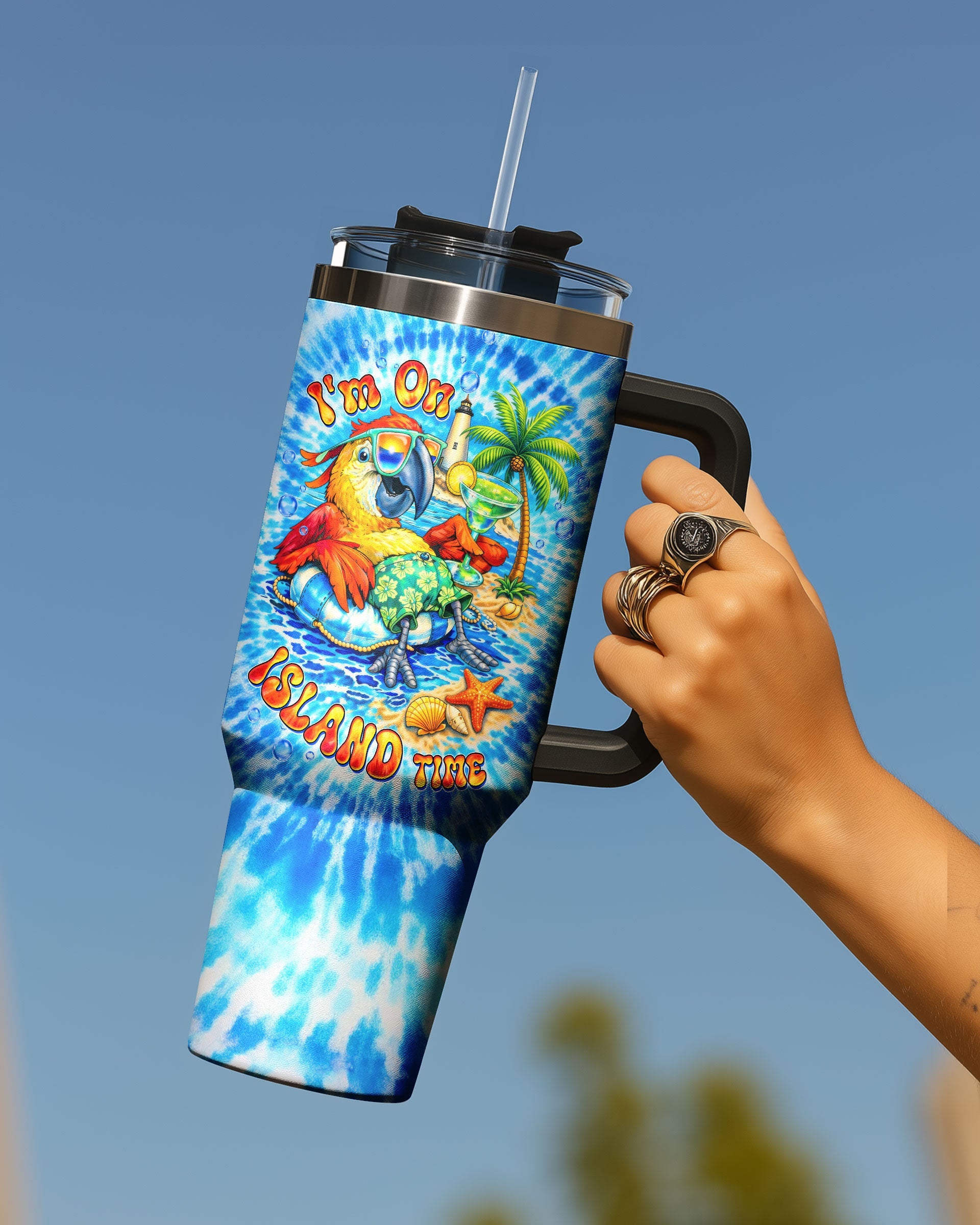 I'M ON ISLAND TIME PARROT SWIRL TUMBLER    - TLTW1304261