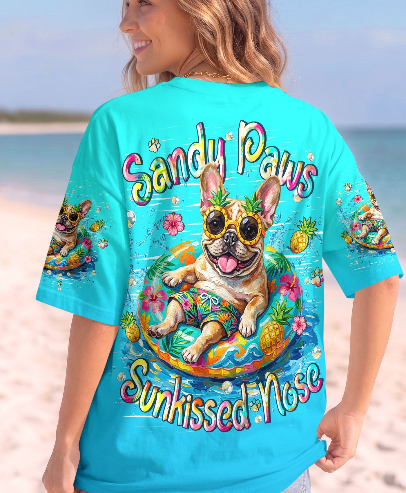 SANDY PAWS SUNKISSED NOSE FRENCH BULLDOG ALL OVER PRINT - TLHN0505261