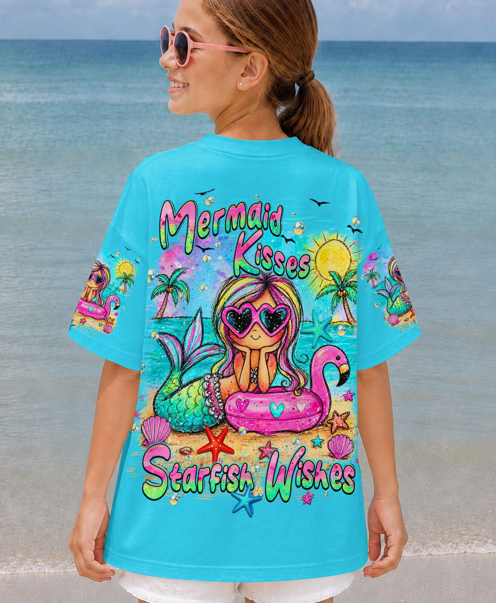 MERMAID KISSES STARFISH WISHES KIDS ALL OVER PRINT  - TLHN2505261