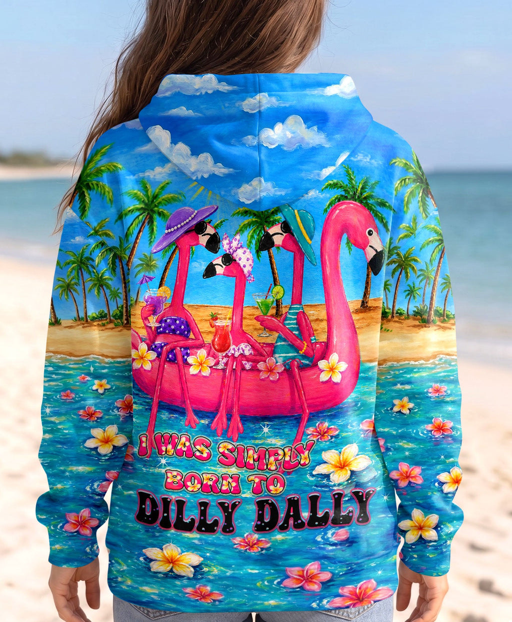 I WAS SIMPLY BORN TO DILLY DALLY FLAMINGO  ALL OVER PRINT - TLHN0805262