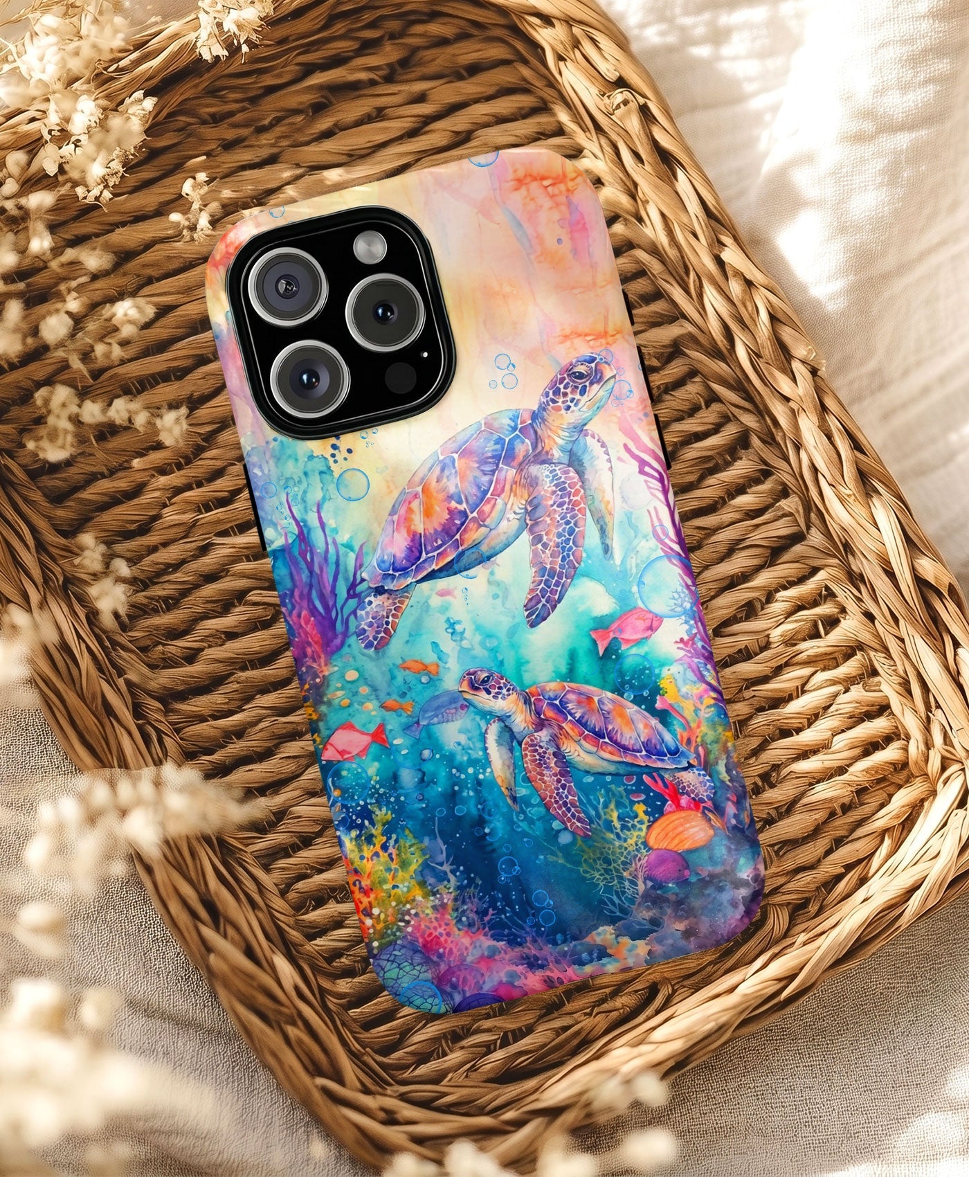 TWO SEA TURTLES UNDERSEA PHONE CASE  - TLHN1805264