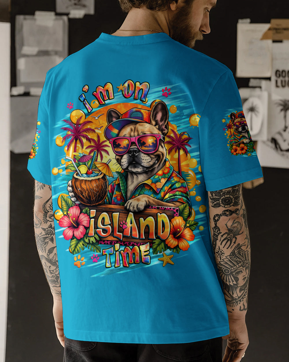 I'M ON ISLAND TIME FRENCH BULLDOG ALL OVER PRINT - TLHG2105262