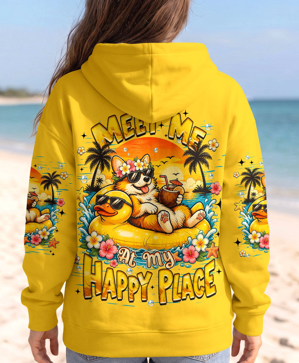 MEET ME AT MY HAPPY PLACE CORGI DOG ALL OVER PRINT   - TLHN2605263