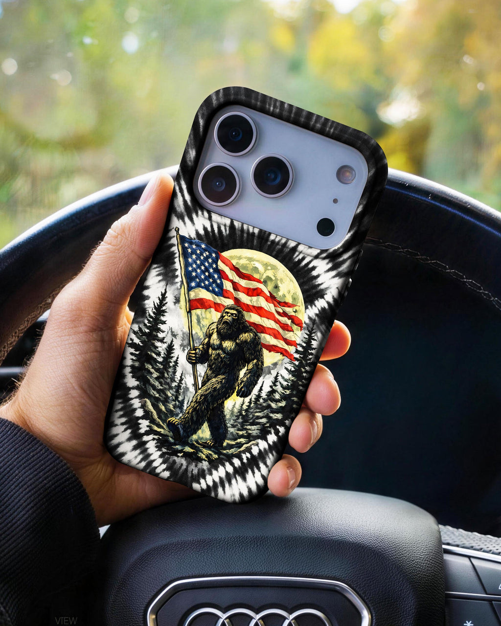 BIGFOOT WITH FLAG MOON SWIRL PHONE CASE  - TLNT0805261