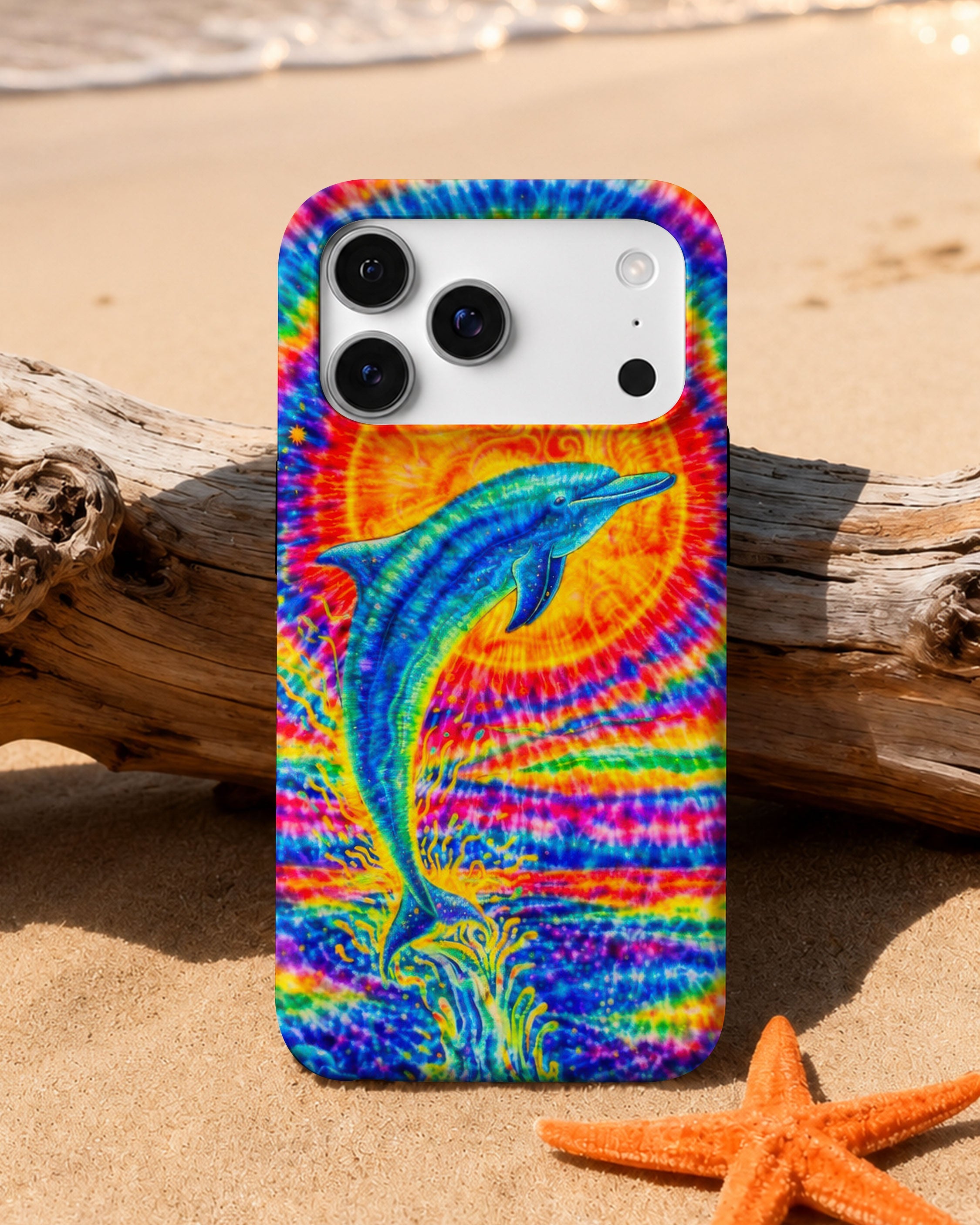 DOLPHIN SUN COLORFUL SWIRL  PHONE CASE  - TLTW2205261