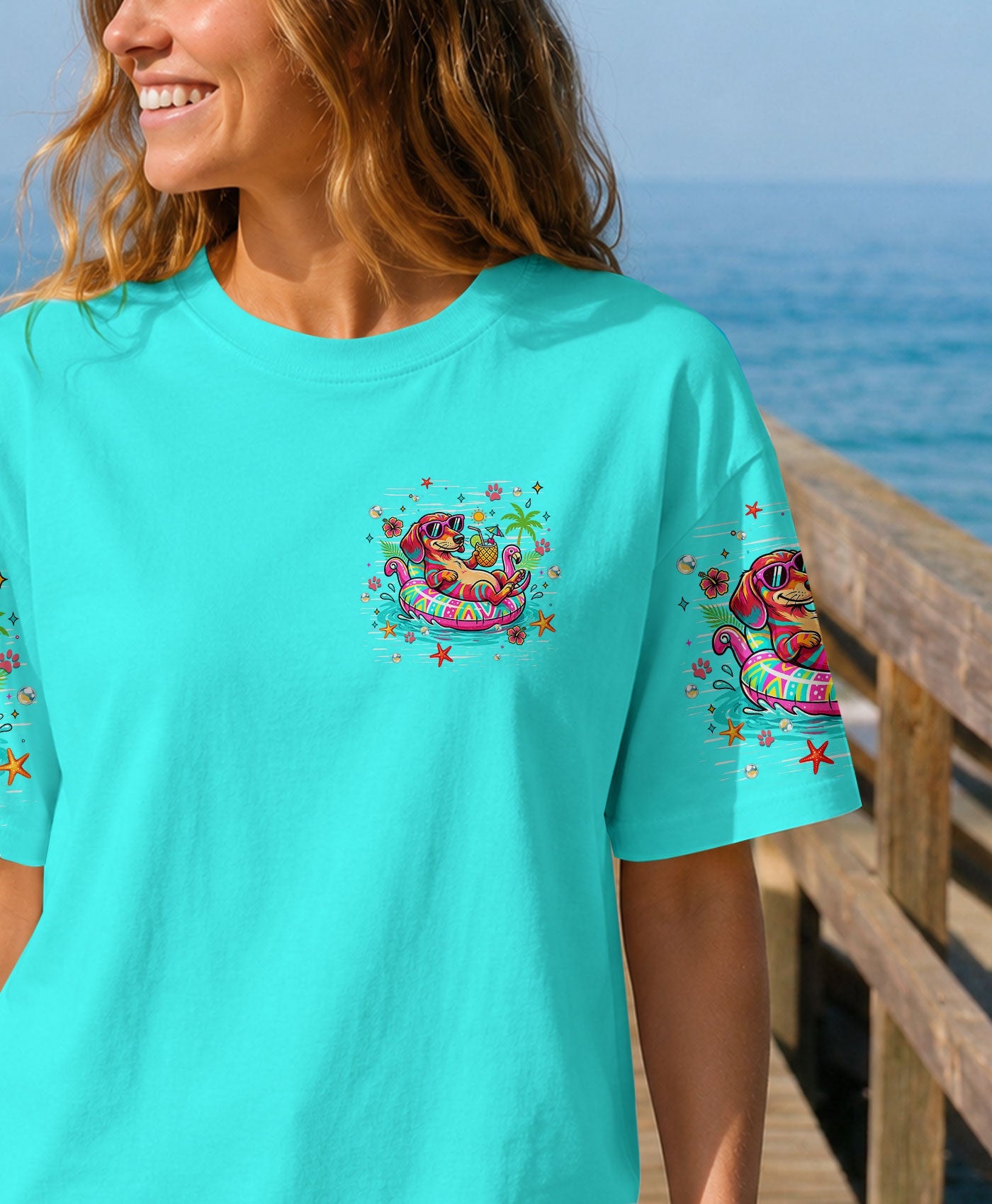 FLOAT DRINK TAN REPEAT DACHSHUND DOG ALL OVER PRINT  - TLHN1806263