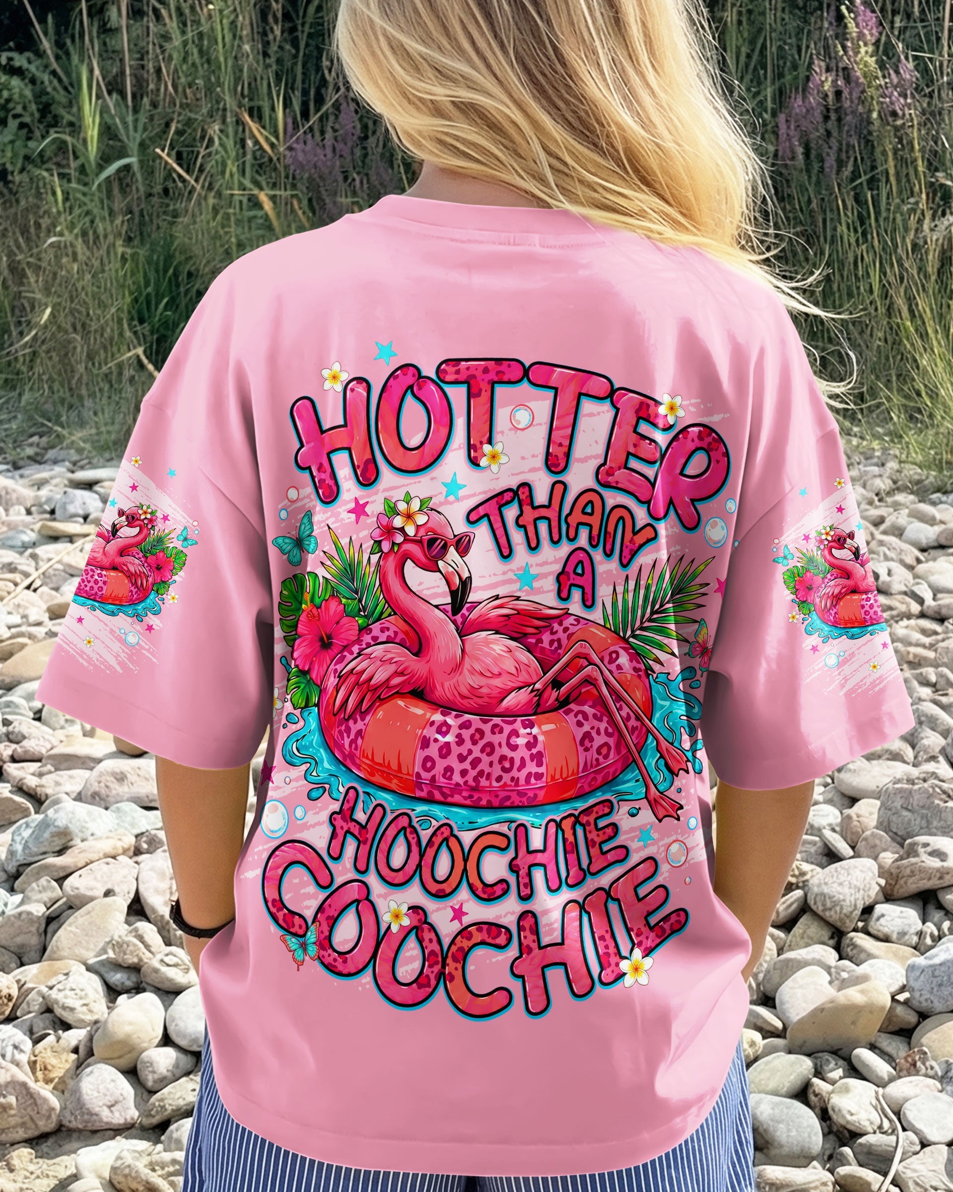 HOTTER THAN A HOOCHIE COOCHIE FLAMINGO ALL OVER PRINT  - TLNT0705264