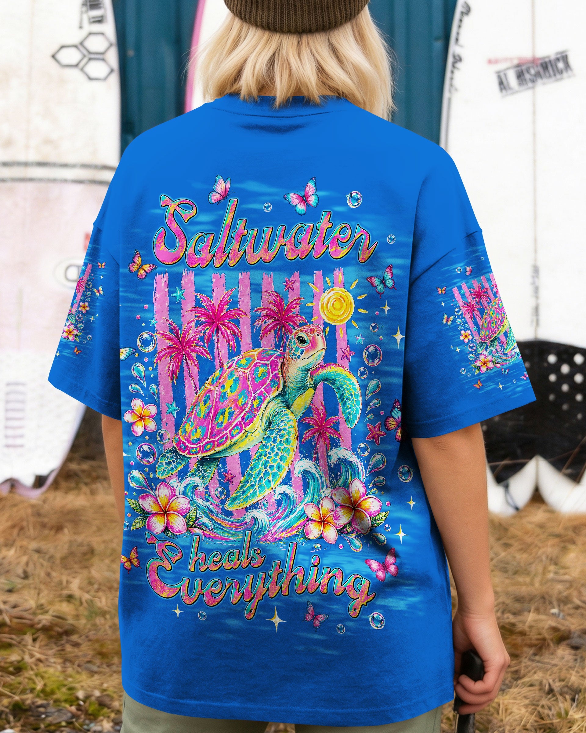 SALTWATER HEALS EVERYTHING TURTLE ALL OVER PRINT  - TLNT0505262