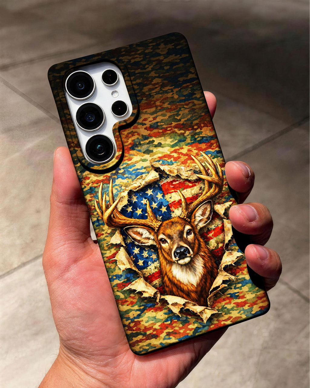 HUNTING DEER CAMOUFLAGE STARS AND STRIPES  PHONE CASE  - TLNT0405261