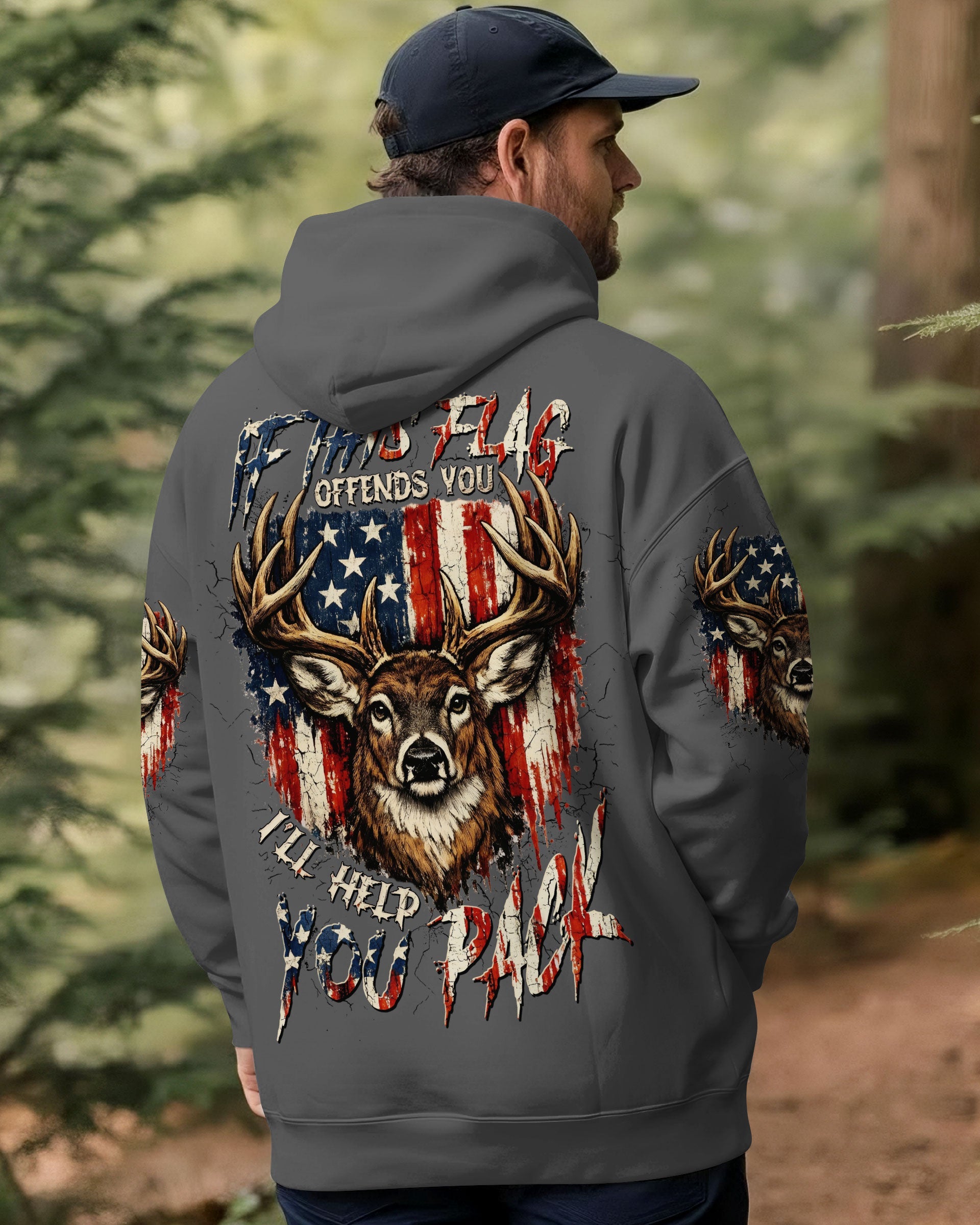 IF THIS FLAG OFFENDS YOU I'LL HELP YOU PACK DEER HUNTING  ALL OVER PRINT - TLTW0804262