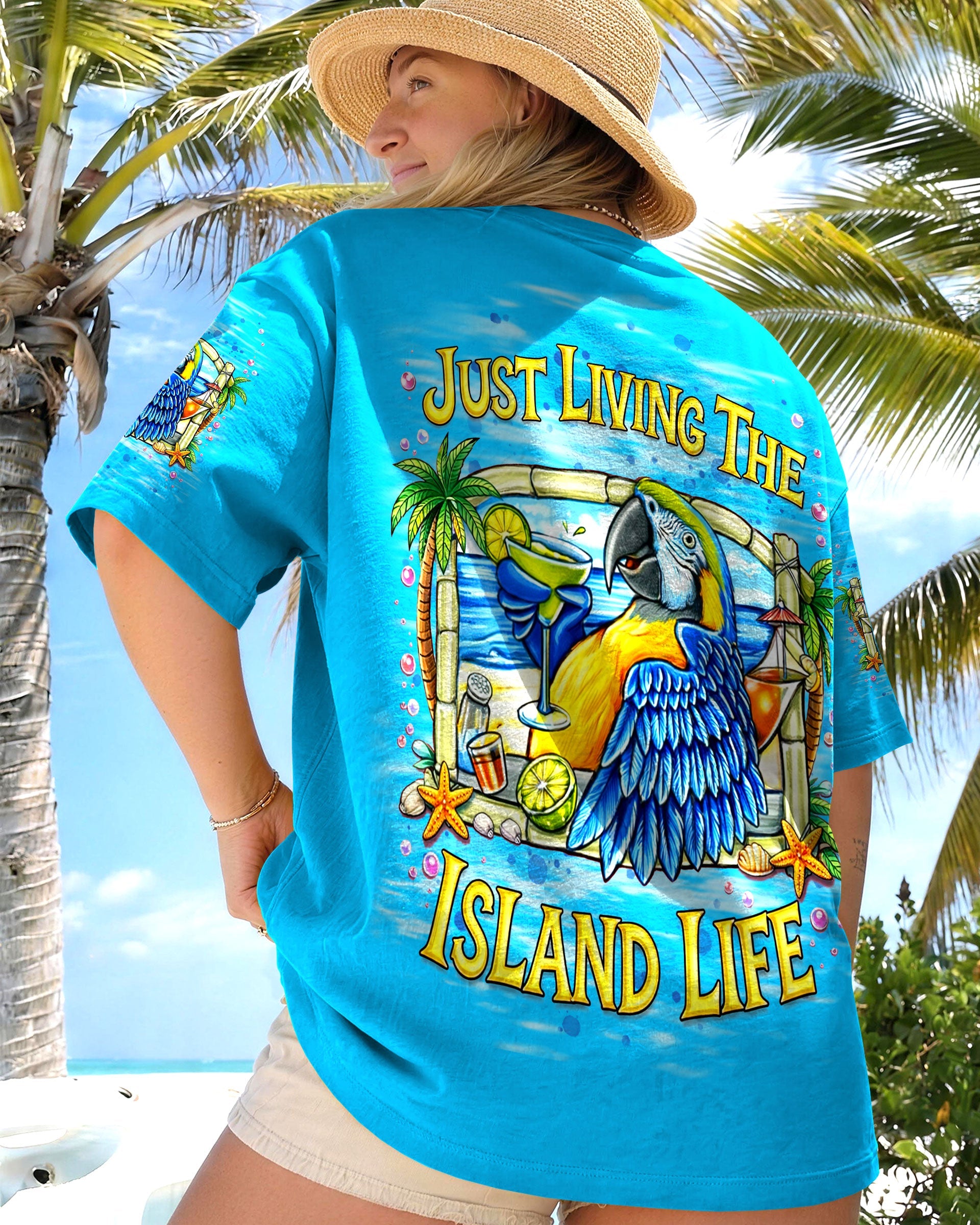 JUST LIVING THE ISLAND LIFE PARROT ALL OVER PRINT  - TLNT1205262