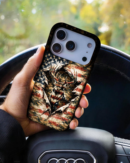 GRUNGE STARS AND STRIPES DEER HUNTING  PHONE CASE  - TLNT0605262