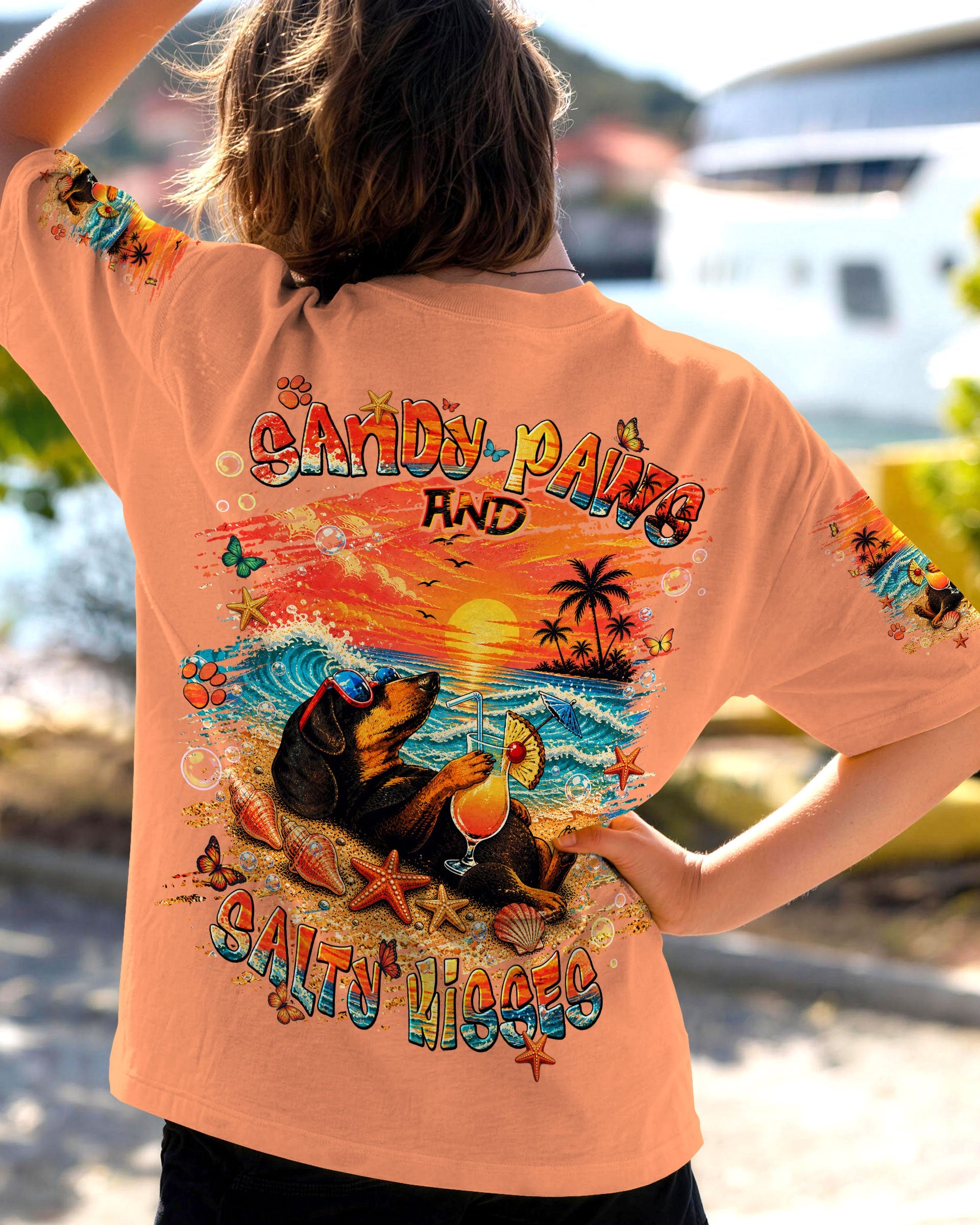 SANDY PAWS AND SALTY KISSES DACHSHUND DOG KIDS ALL OVER PRINT - TLNT2205264