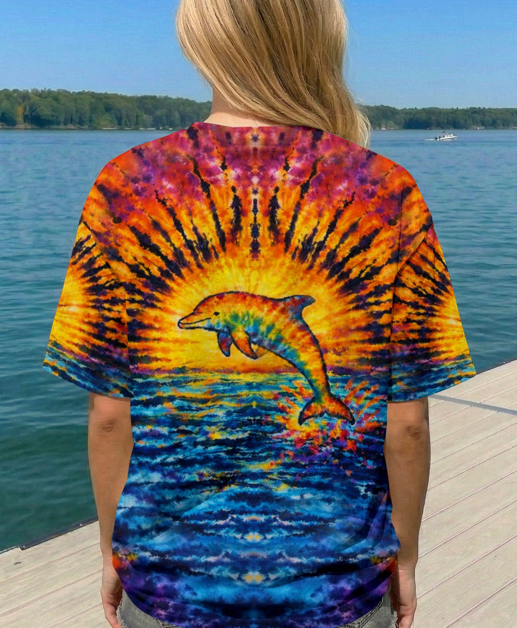 DOLPHIN SUNSET WATERCOLOR PATTERN ALL OVER PRINT - TLHN0904262