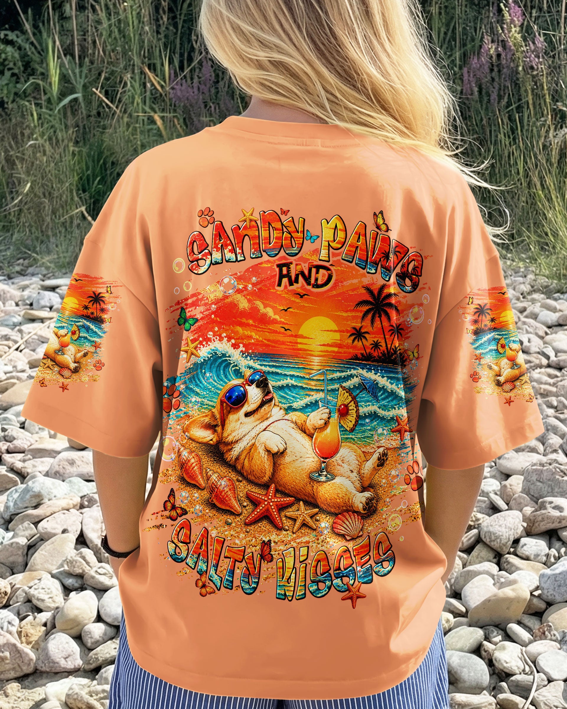 SANDY PAWS AND SALTY KISSES CORGI DOG ALL OVER PRINT  - TLNT1805263