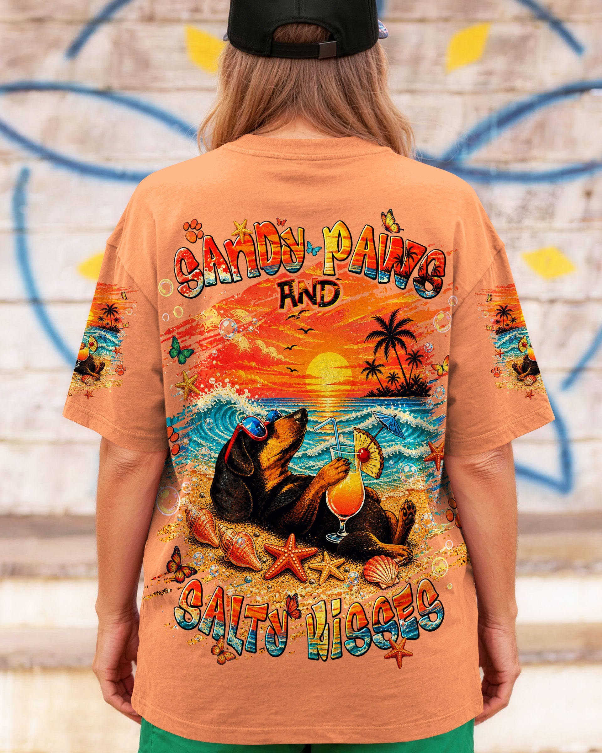 SANDY PAWS AND SALTY KISSES DACHSHUND DOG  ALL OVER PRINT  - TLNT0605263