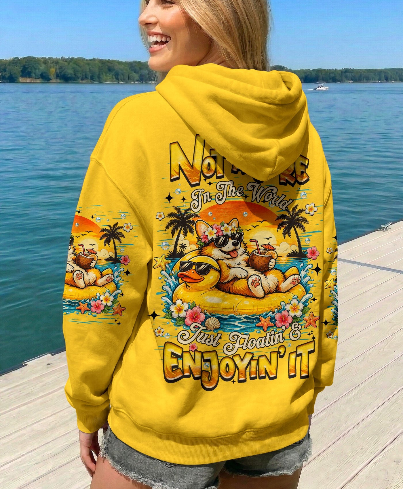 NOT A CARE IN THE WORLD CORGI DOG  ALL OVER PRINT  - TLHN0405263