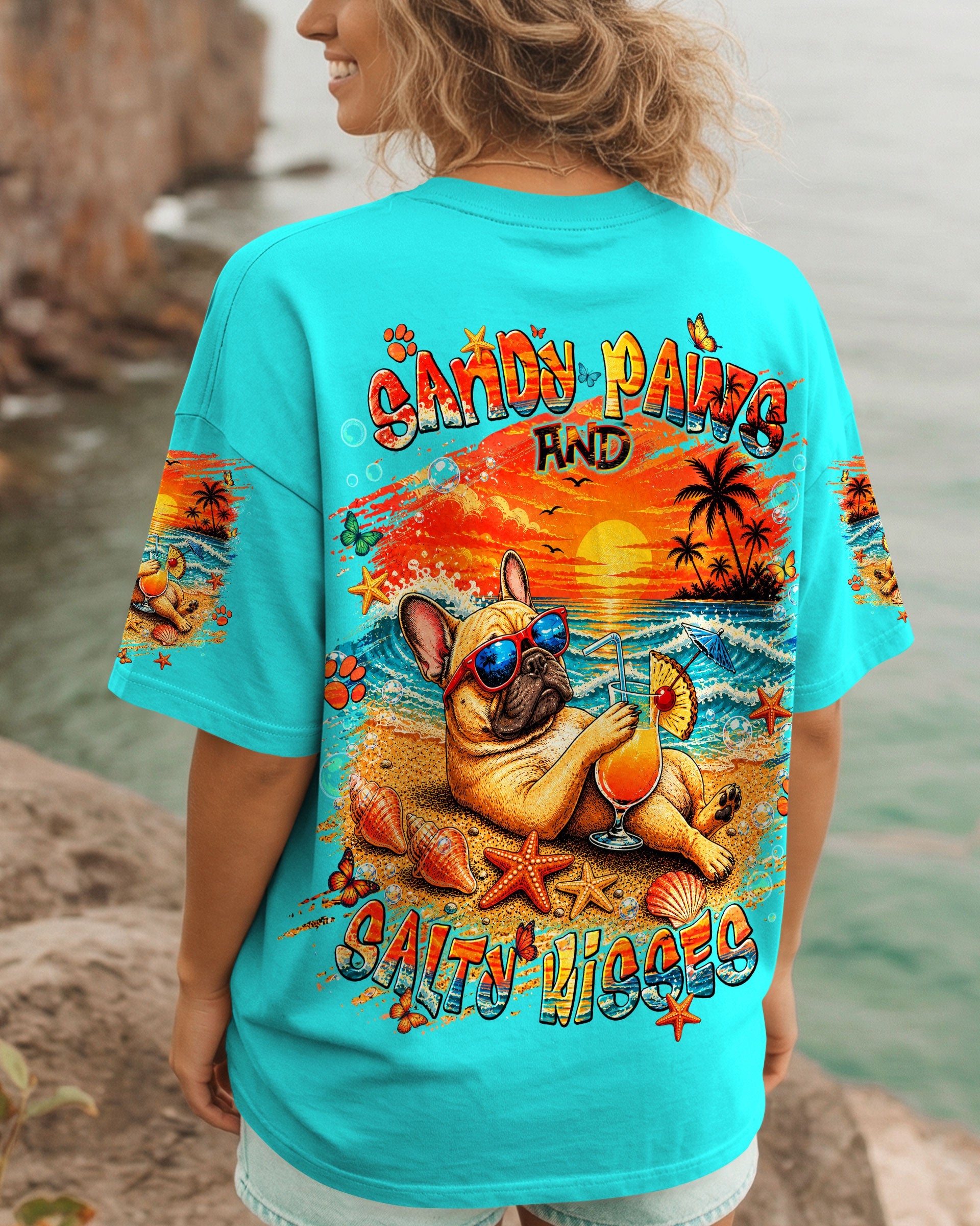 SANDY PAWS AND SALTY KISSES FRENCH BULLDOG ALL OVER PRINT - TLNT1505262