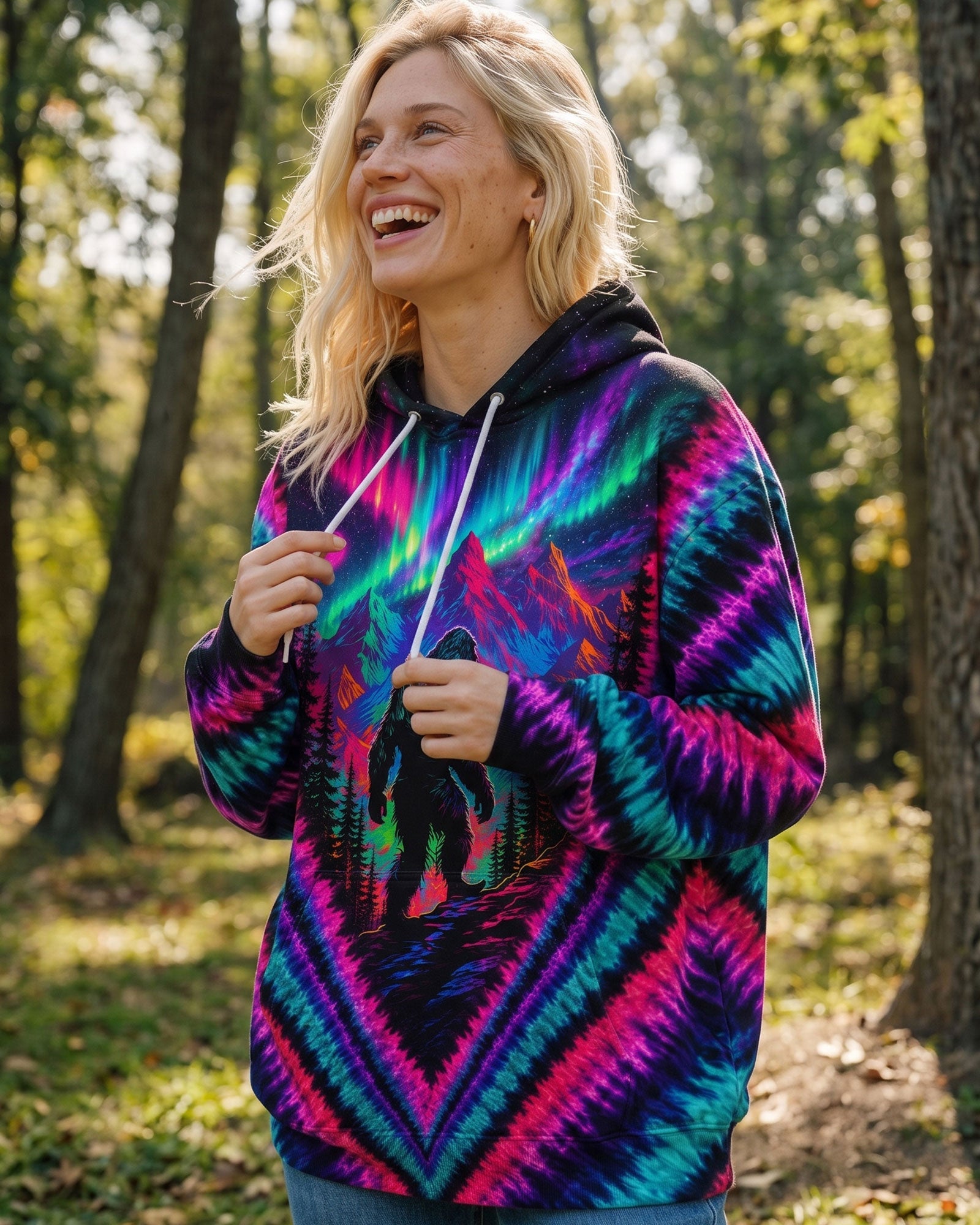 BIGFOOT IN THE FOREST AURORA V PATTERN  ALL OVER PRINT  - TLTW1307261