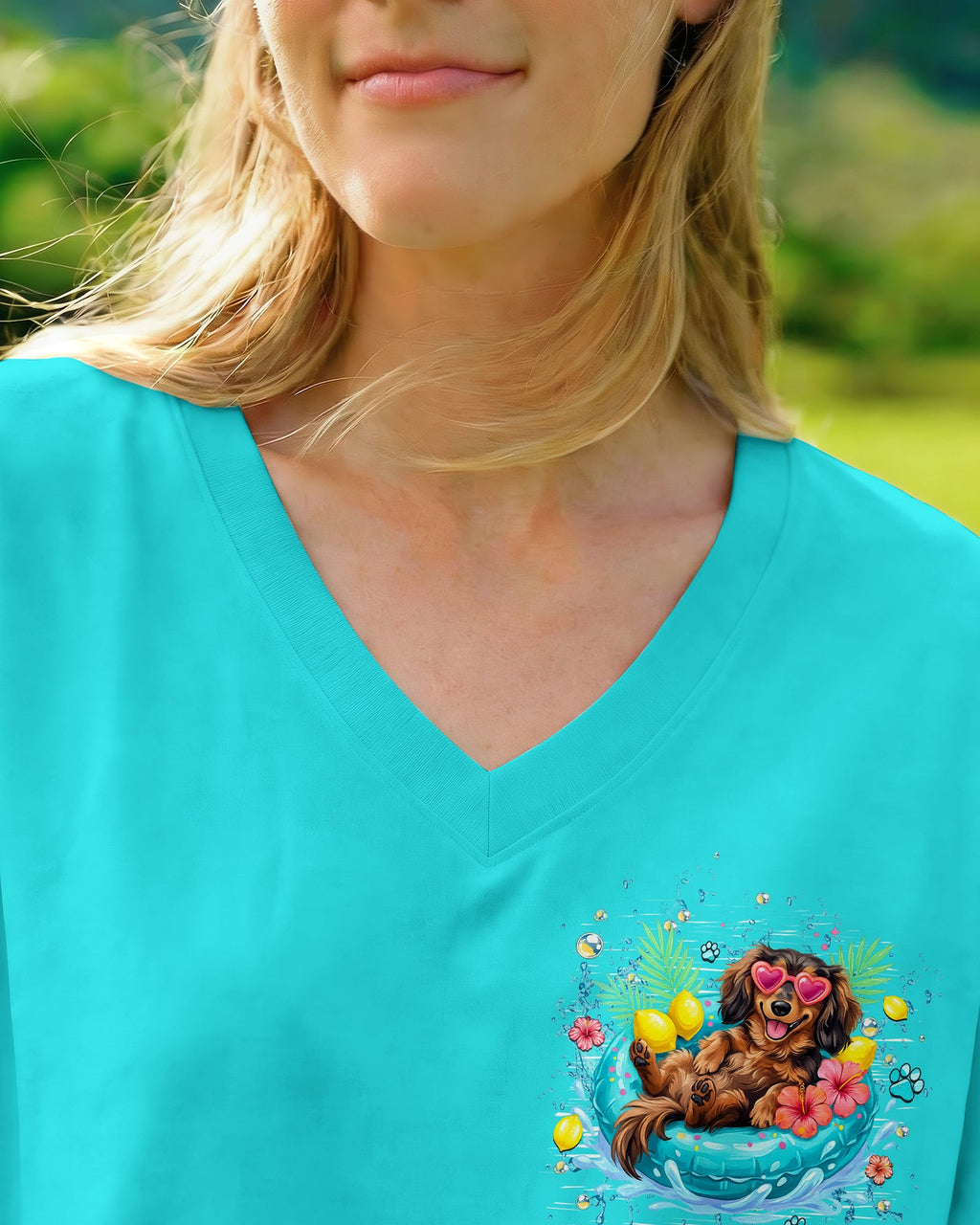 NOT A CARE IN THE WORLD DACHSHUND DOG  ALL OVER PRINT  - TLHN2105261