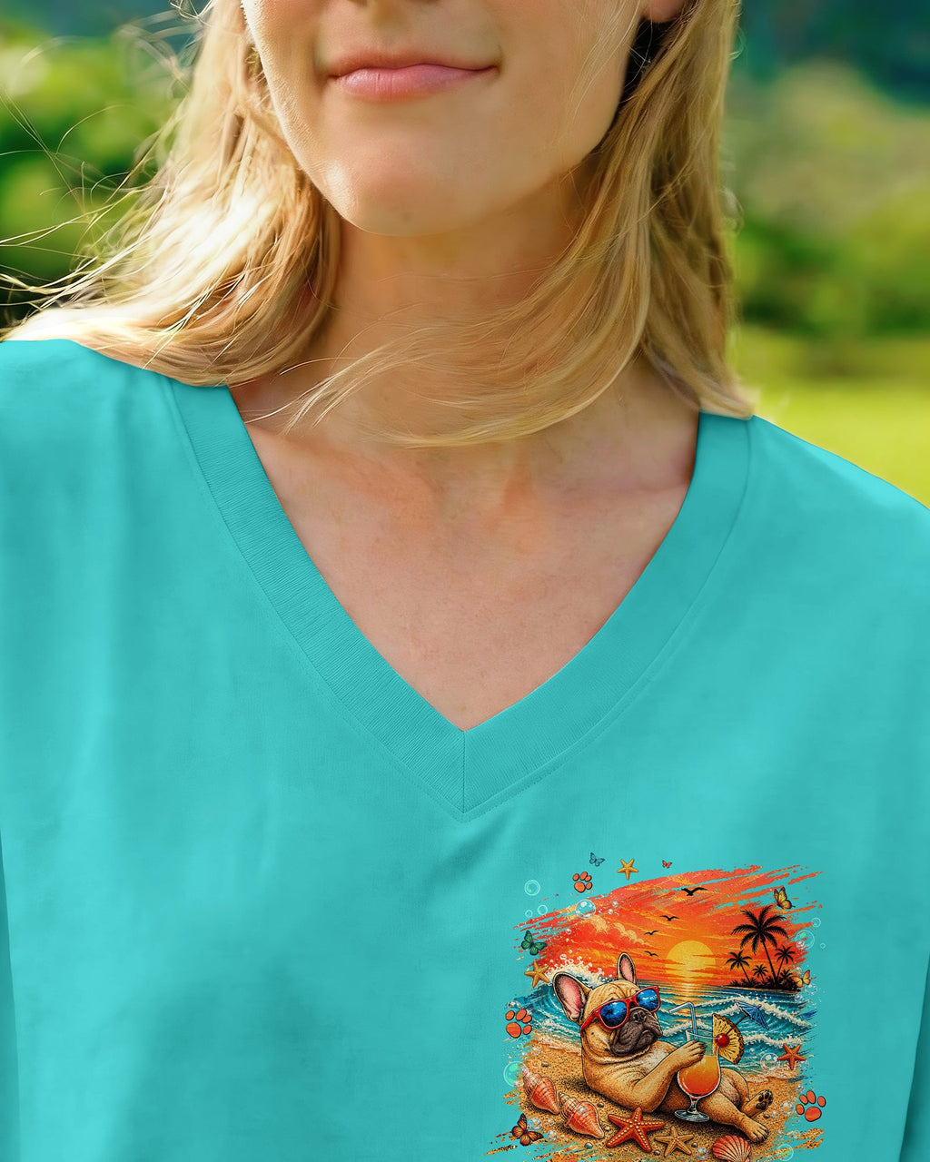 SANDY PAWS AND SALTY KISSES FRENCH BULLDOG ALL OVER PRINT - TLNT1505262