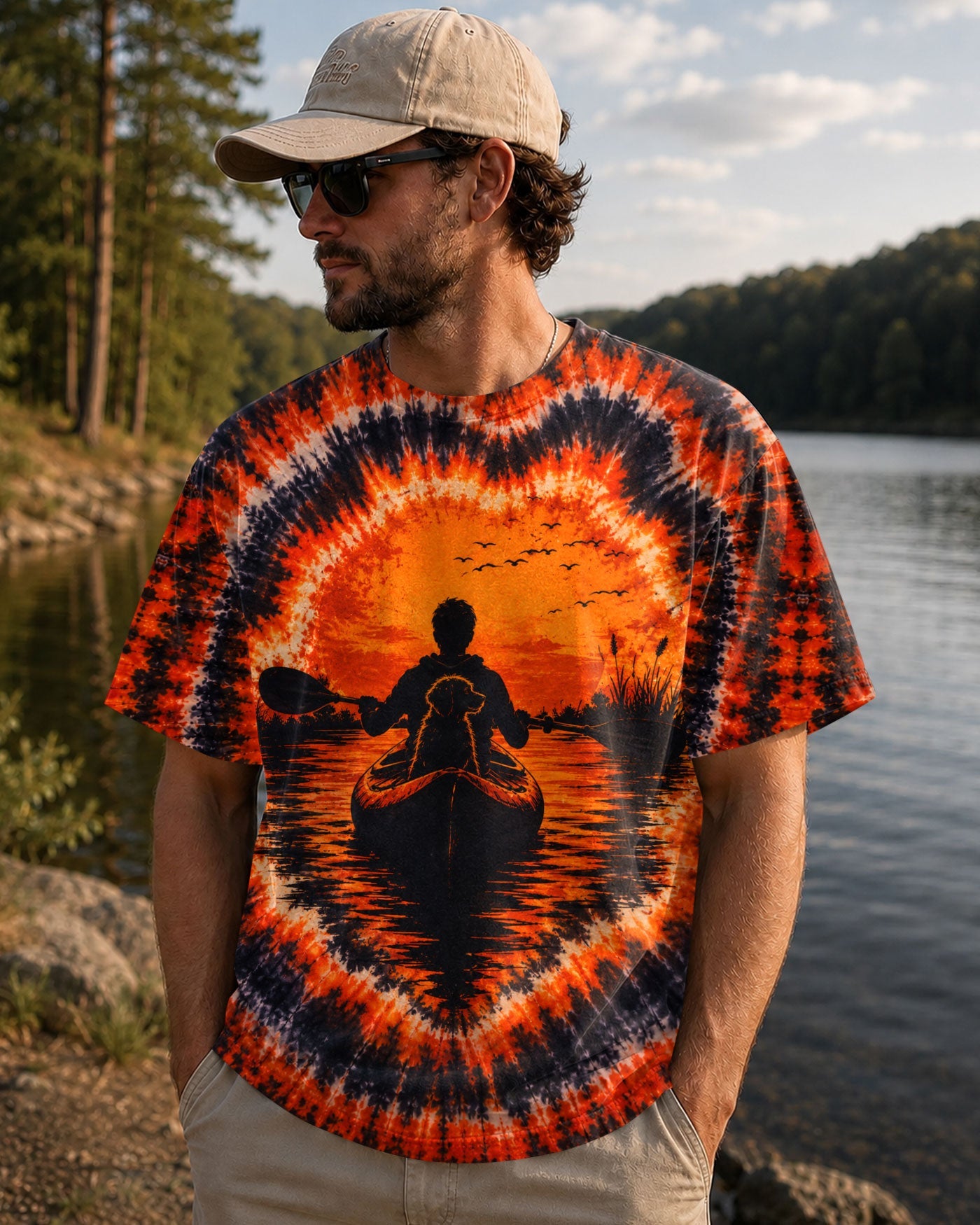 KAYAK INTO THE SUNSET WITH DOG  SWIRL ALL OVER PRINT  - TLHN0207262