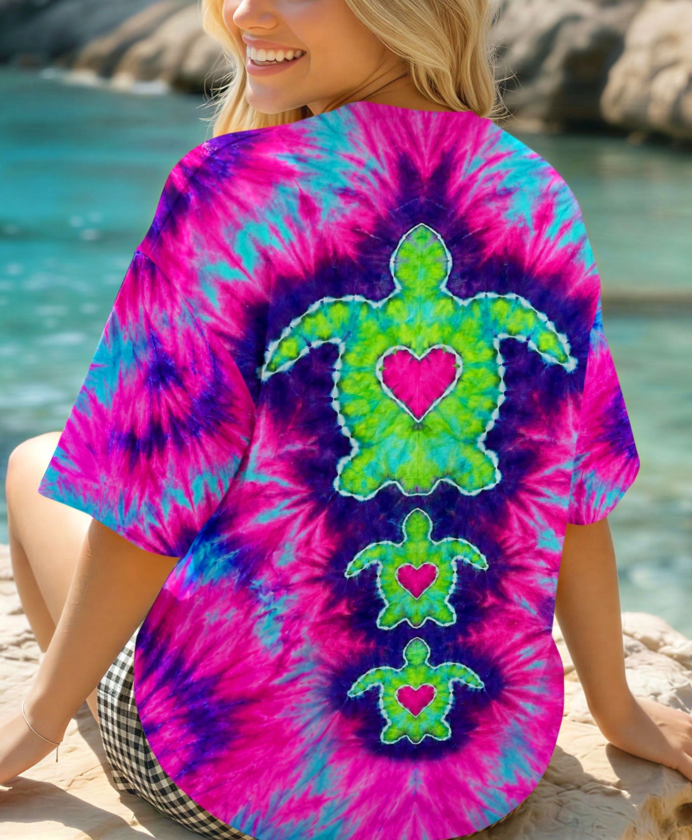 SEA TURTLES WITH RADIANT HEART SWIRL ALL OVER PRINT  - TLHN1506264