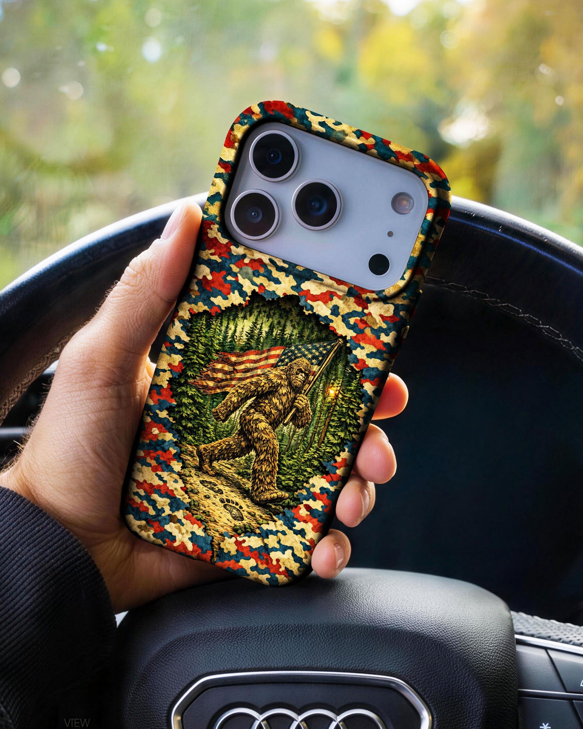 BIGFOOT WITH FLAG CAMOUFLAGE PHONE CASE  - TLNT1305261