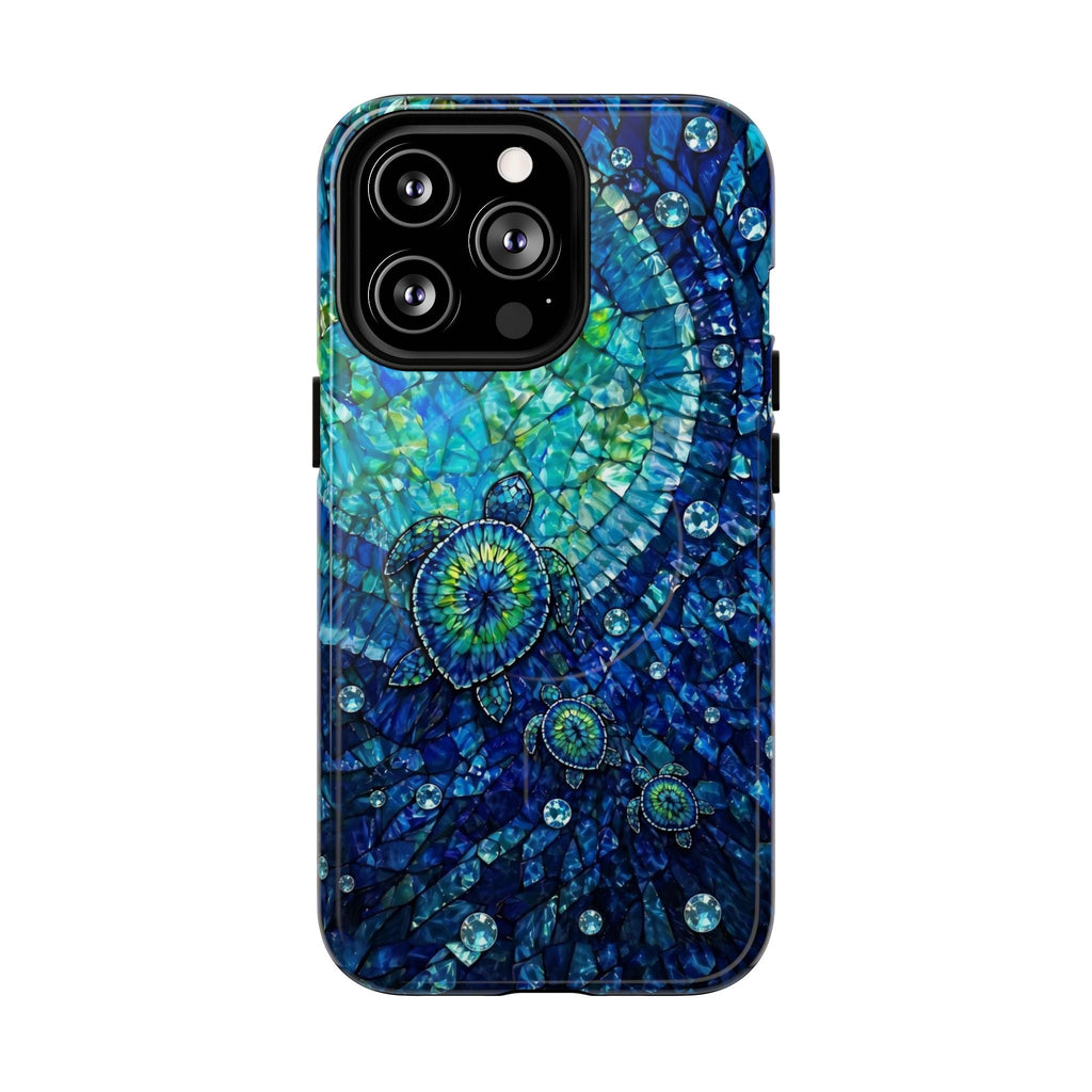 SEA TURTLE BLUE OCEAN STAINED GLASS PATTERN MAGNETIC PHONE CASE  - TLNO2904265
