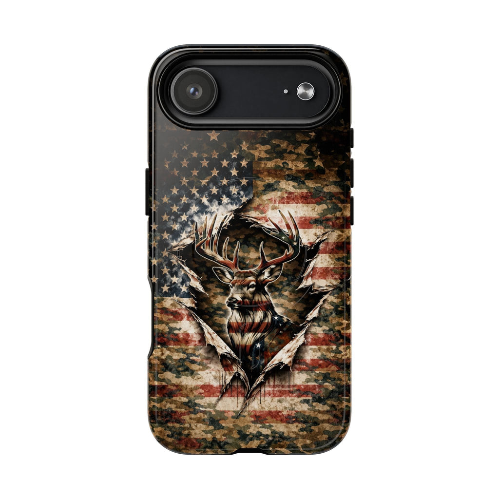 GRUNGE STARS AND STRIPES DEER HUNTING MAGNETIC  PHONE CASE  - TLNT0605262