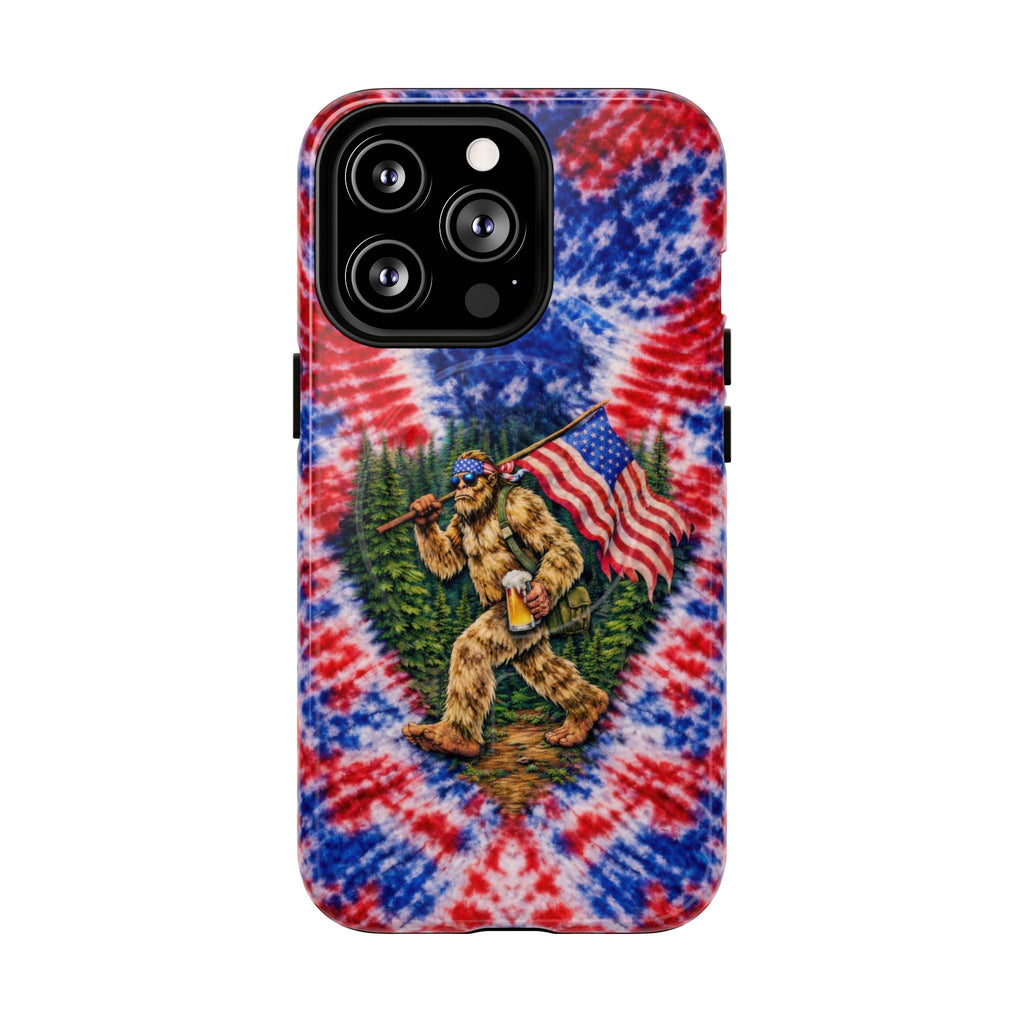 BIGFOOT WITH FLAG RED WHITE & BLUE SWIRL MAGNETIC PHONE CASE  - TLTW2605263