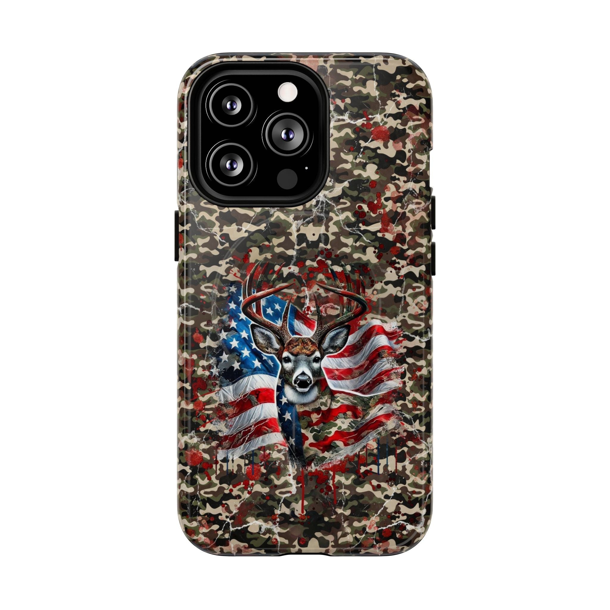 STARS AND STRIPES DEER HUNTING MAGNETIC PHONE CASE - TLHG1905264