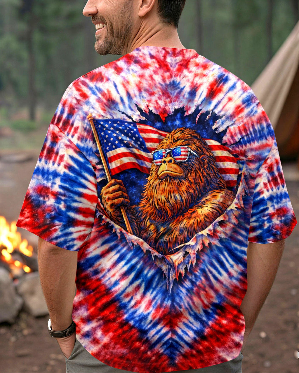 BIGFOOT RED WHITE & BLUE SWIRL ALL OVER PRINT  - TLHN0204262