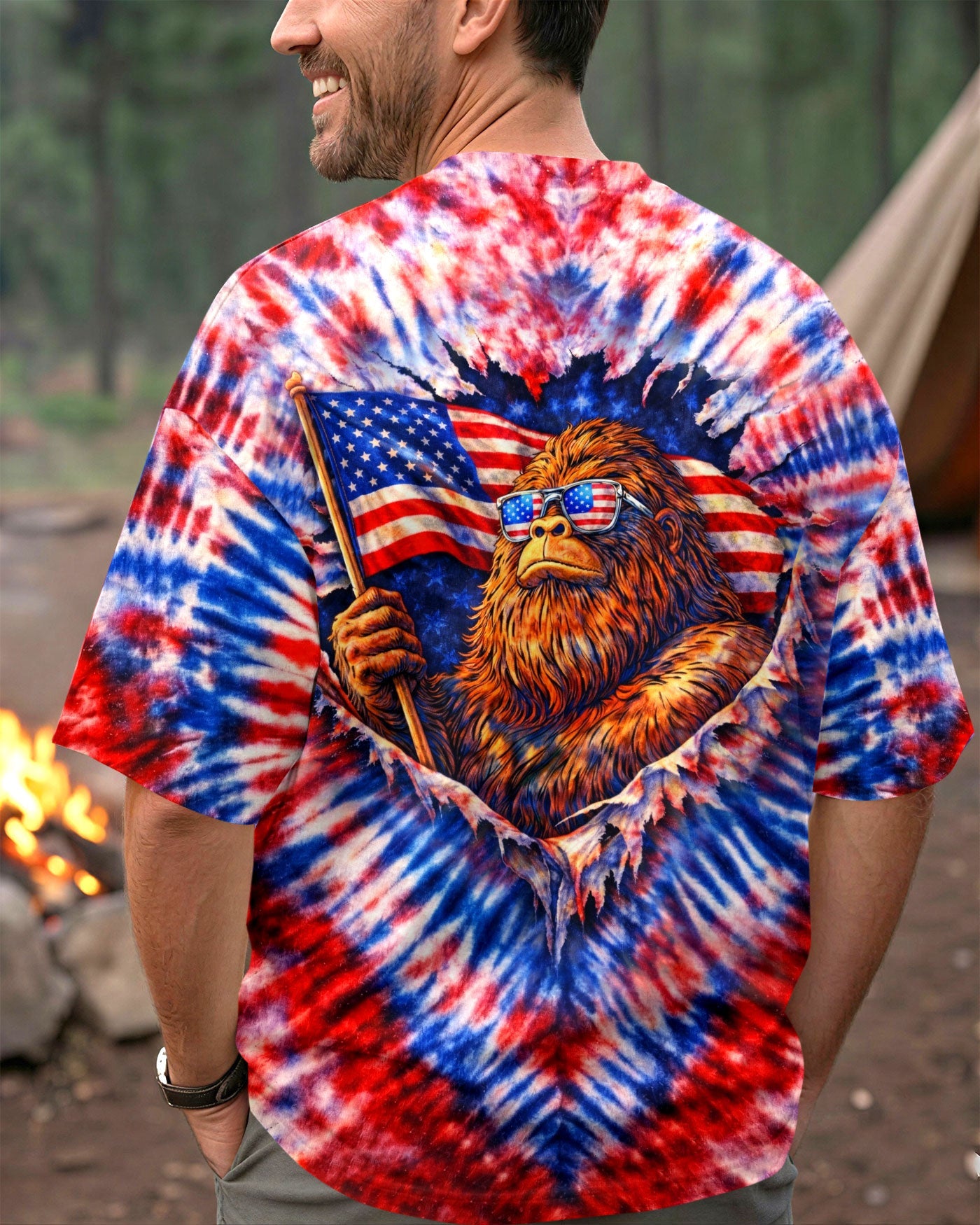 BIGFOOT RED WHITE & BLUE SWIRL ALL OVER PRINT  - TLHN0204262