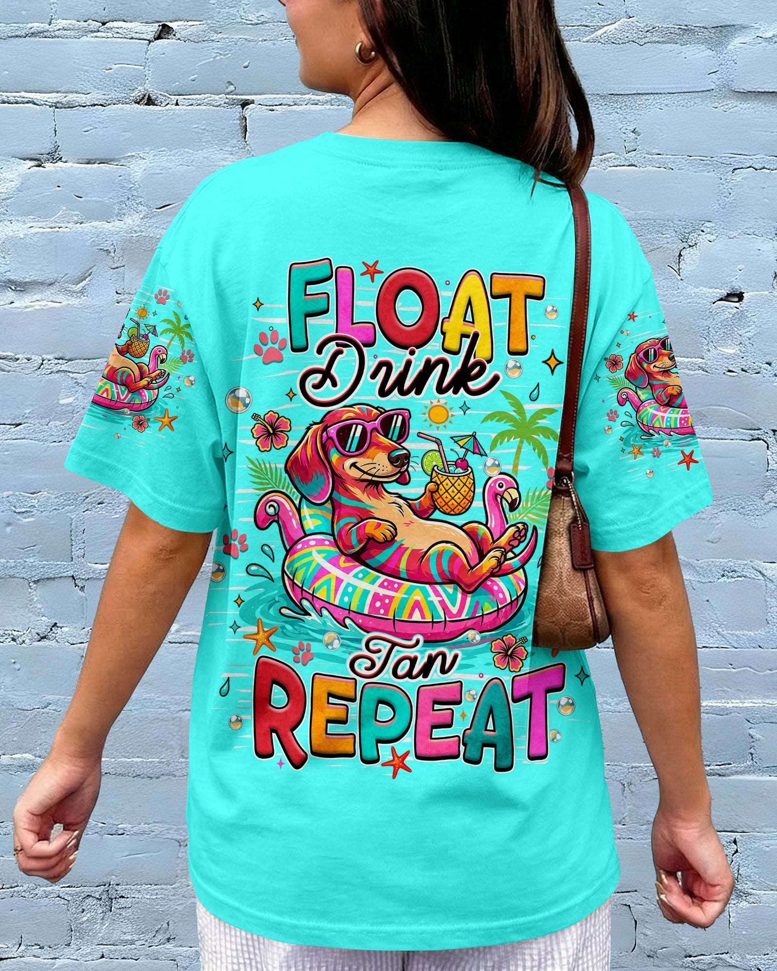 FLOAT DRINK TAN REPEAT DACHSHUND DOG ALL OVER PRINT  - TLHN1806263