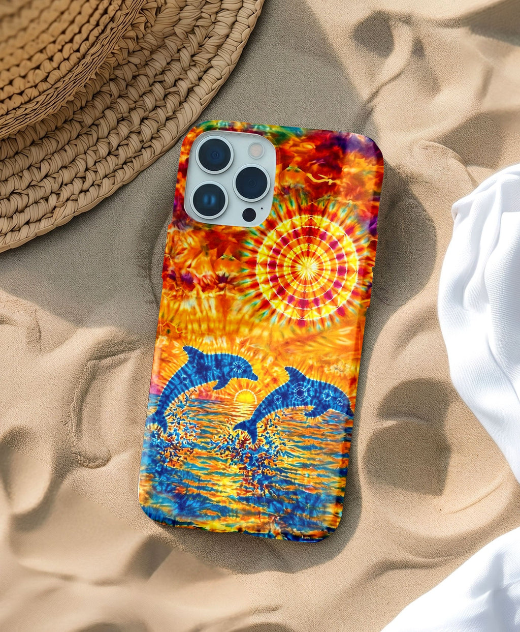 TWO DOLPHINS SUNSET WATERCOLOR PATTERN  PHONE CASE   - TLHN1205264