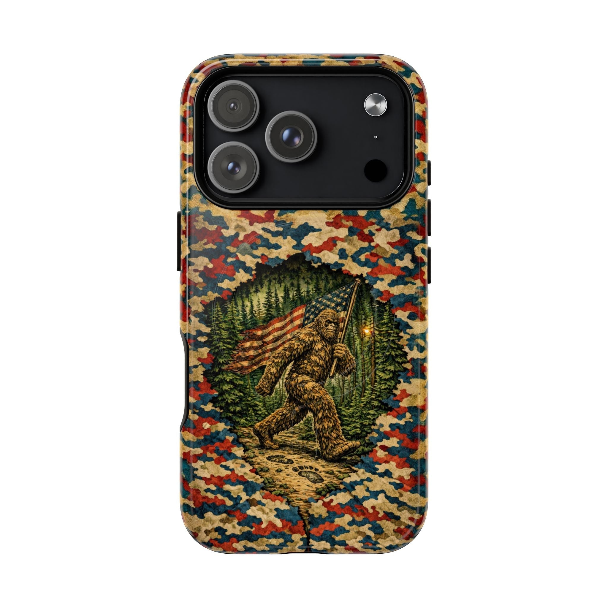 BIGFOOT WITH FLAG CAMOUFLAGE MAGNETIC PHONE CASE  - TLNT1305261