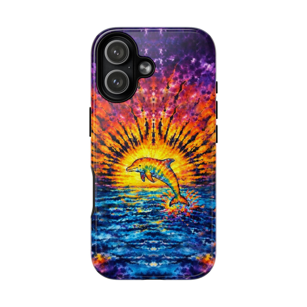 DOLPHIN SUNSET WATERCOLOR PATTERN MAGNETIC PHONE CASE  - TLHN2104264