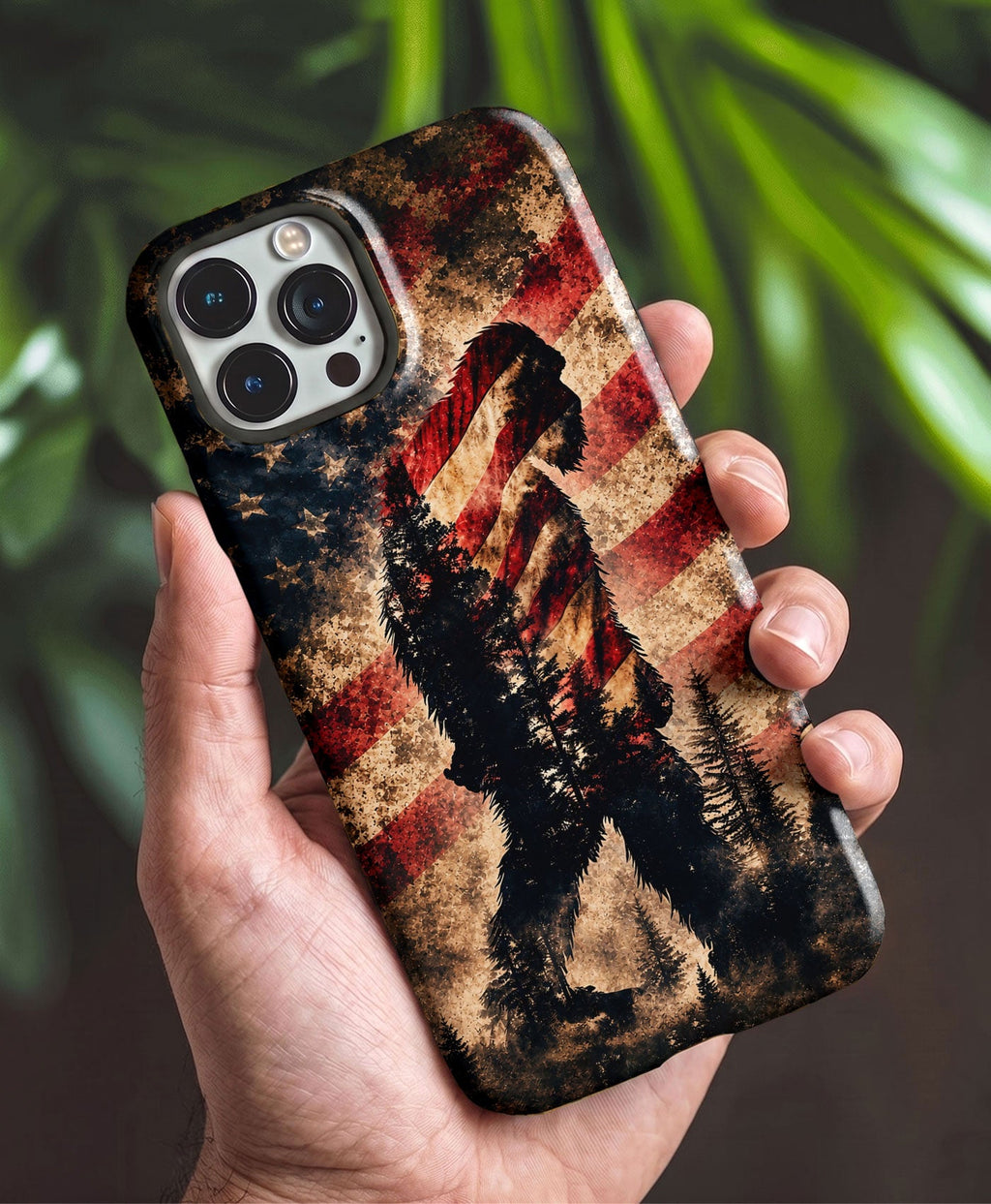 BIGFOOT IN THE FOREST STARS & STRIPES PHONE CASE  - TLHN2105264