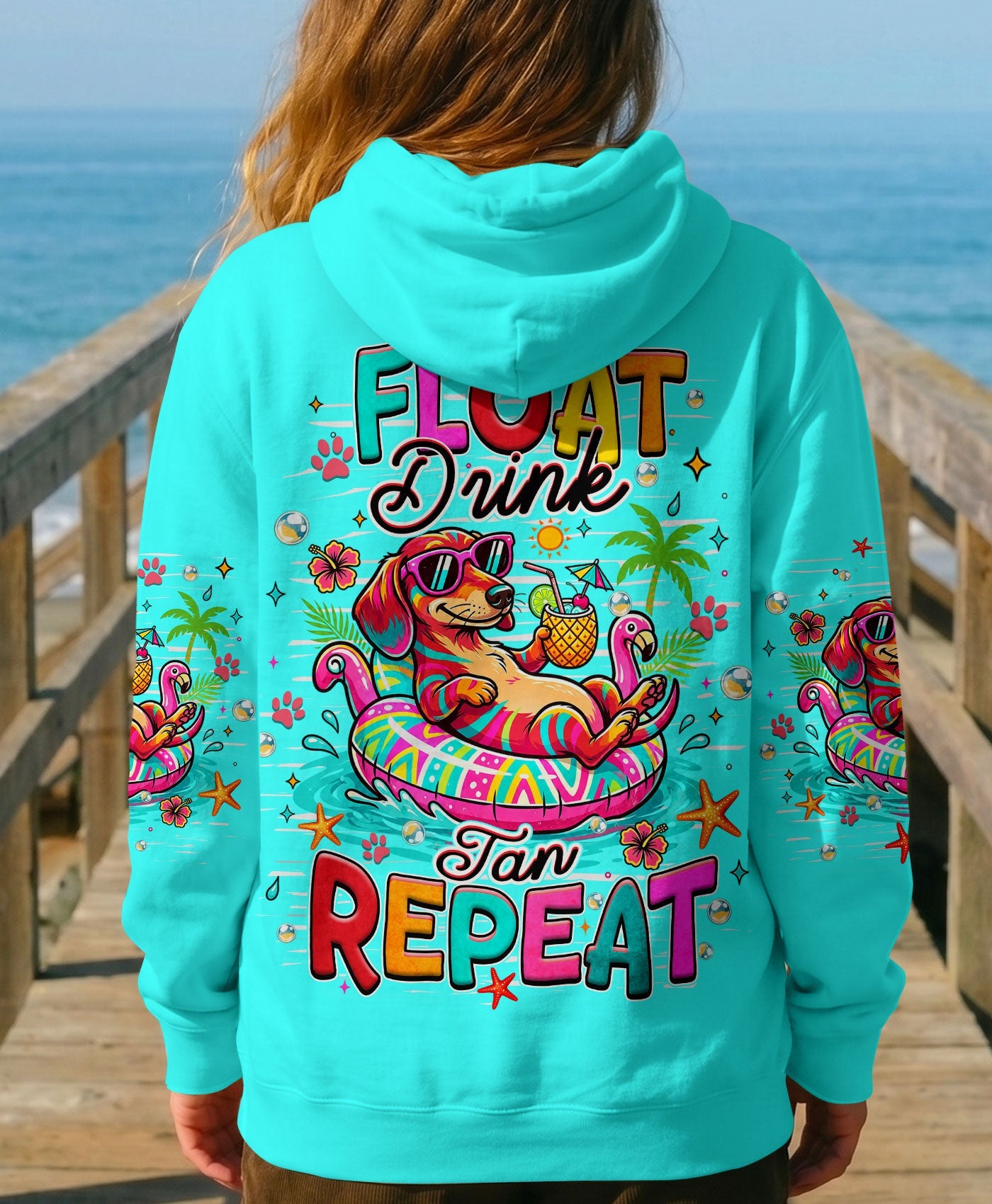 FLOAT DRINK TAN REPEAT DACHSHUND DOG ALL OVER PRINT  - TLHN1806263