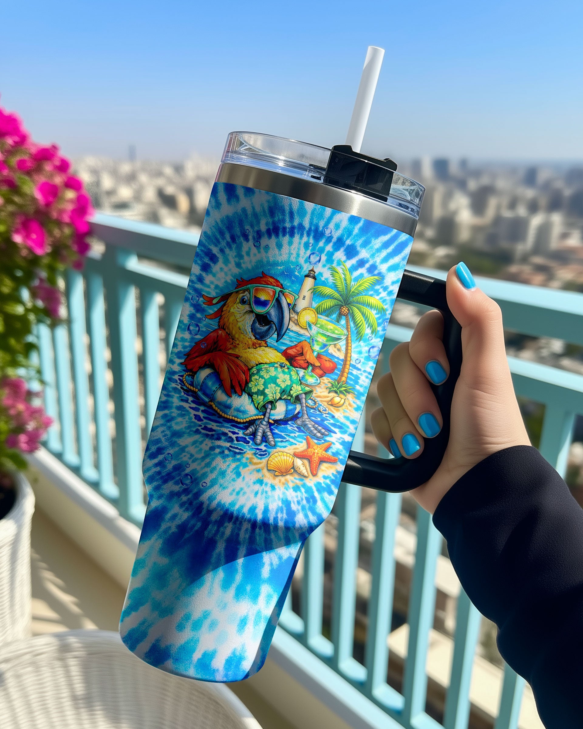 I'M ON ISLAND TIME PARROT SWIRL TUMBLER    - TLTW1304261