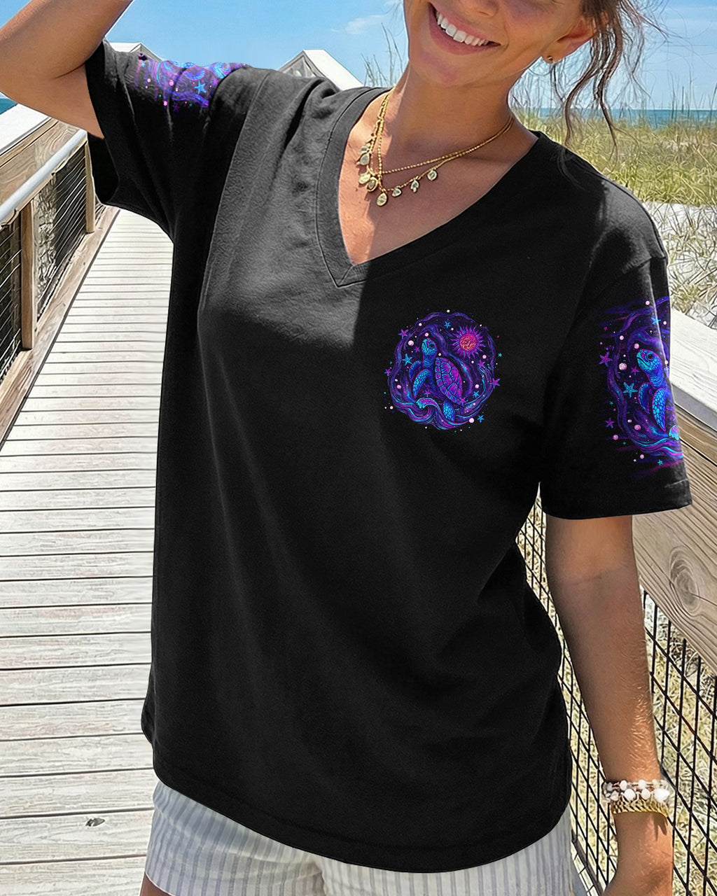 SMELL THE SEA FEEL THE BREEZE TURTLE ALL OVER PRINT - TLNO2304263